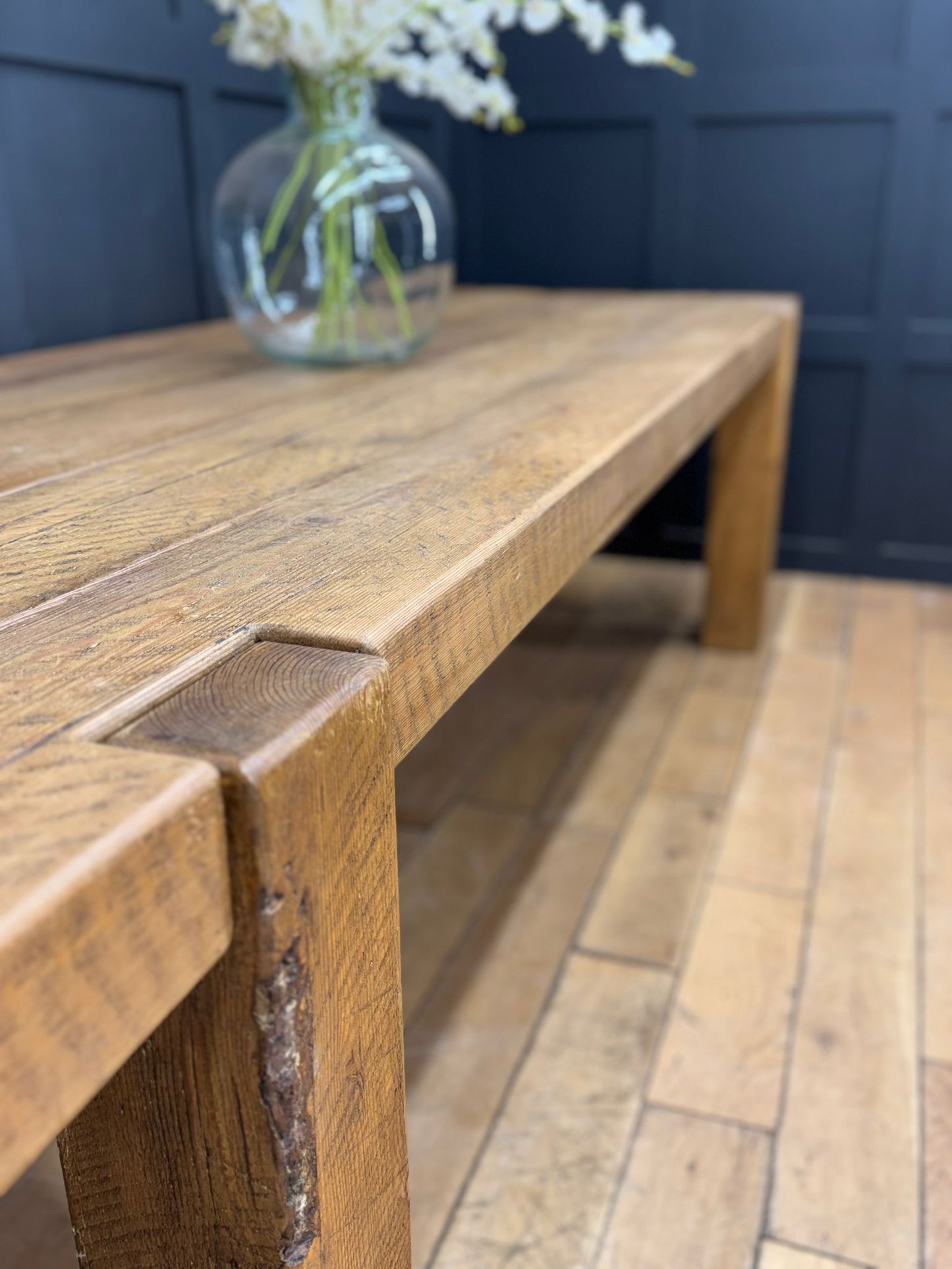 Huge Reclaimed Pine Farmhouse Refectory Dining Kitchen Table – 274cm