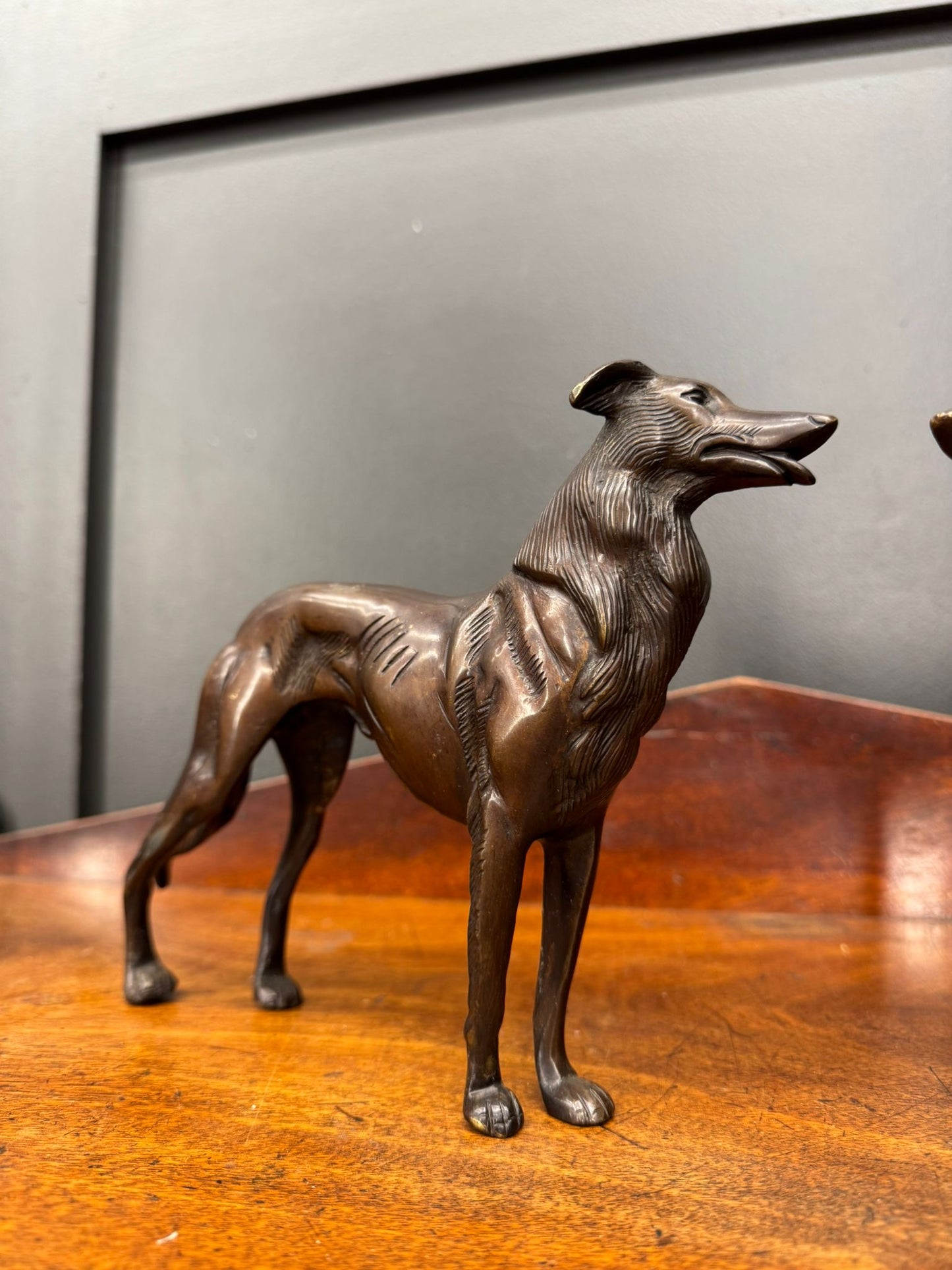 Pair Of Bronze Greyhound Figurines / Bronze Dog Ornaments / Dog Statue