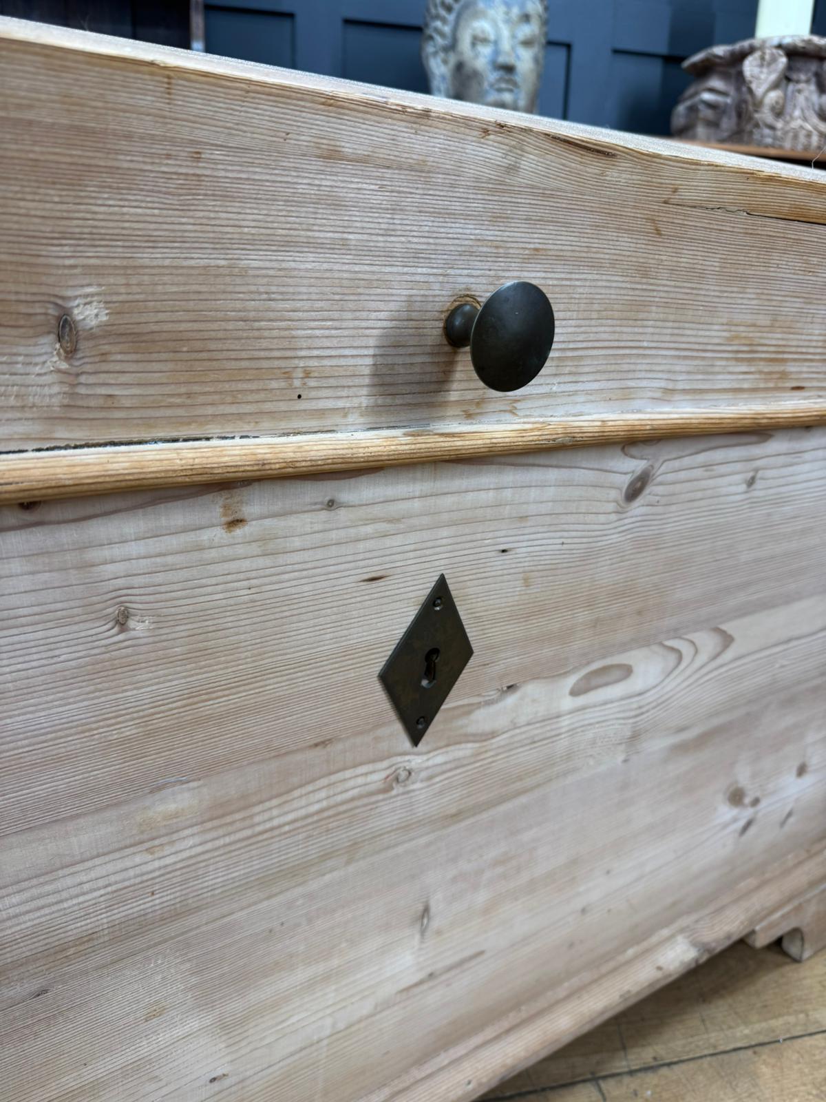 Antique Swedish Pine Dome-Top Blanket Chest / Trunk Bedroom Toy Shoe Storage