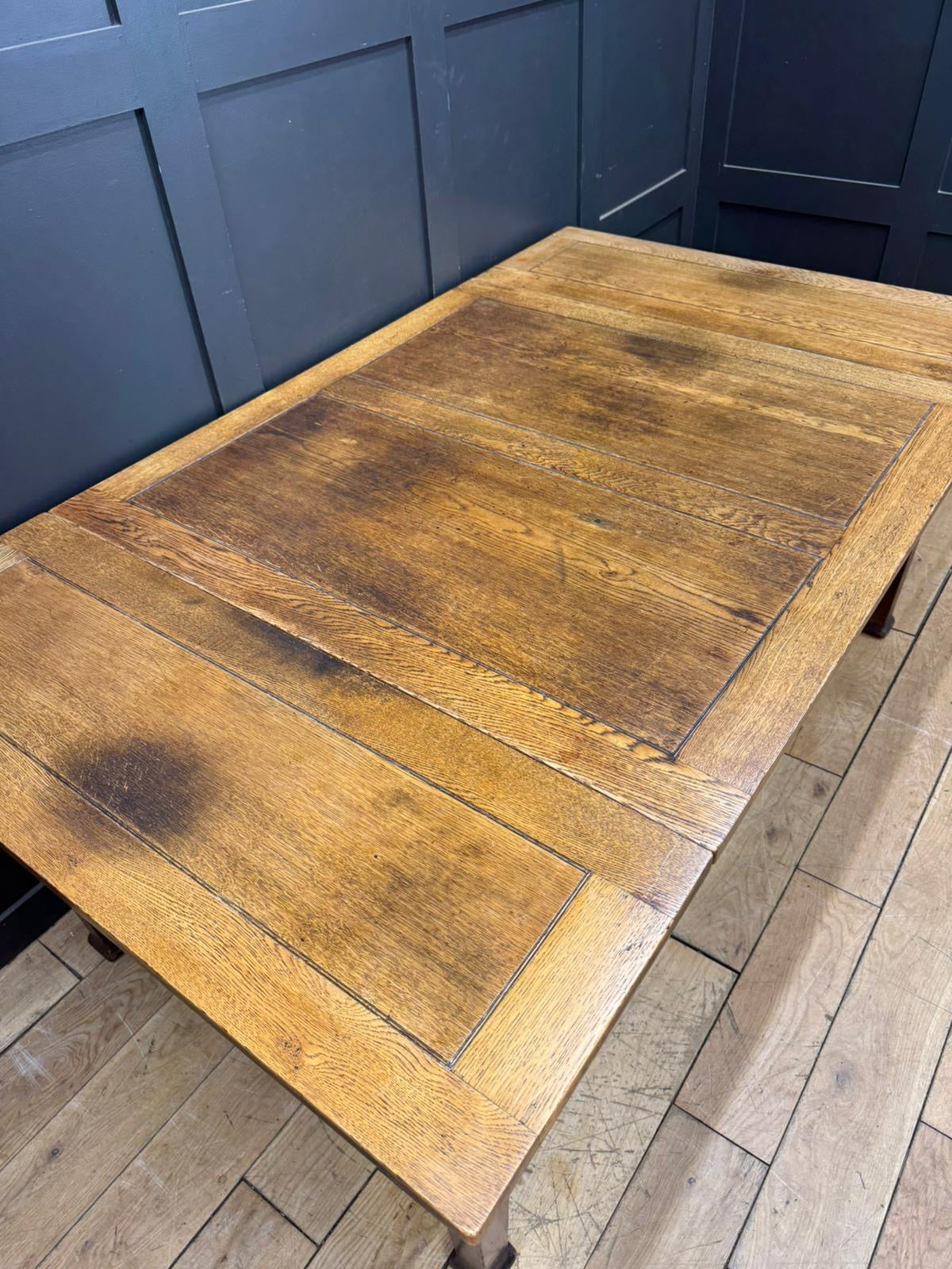 Large Antique Oak Farmhouse Refectory Dining Table Rustic Patina Seats 6-8