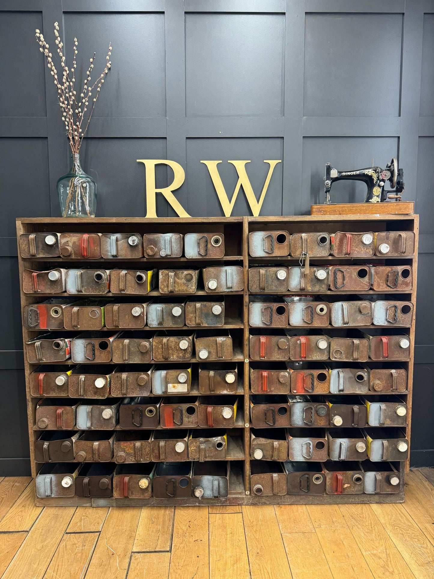 Large Rustic Antique Pitch Pine Bookcase Storage Shelving Unit / Reclaimed Barn