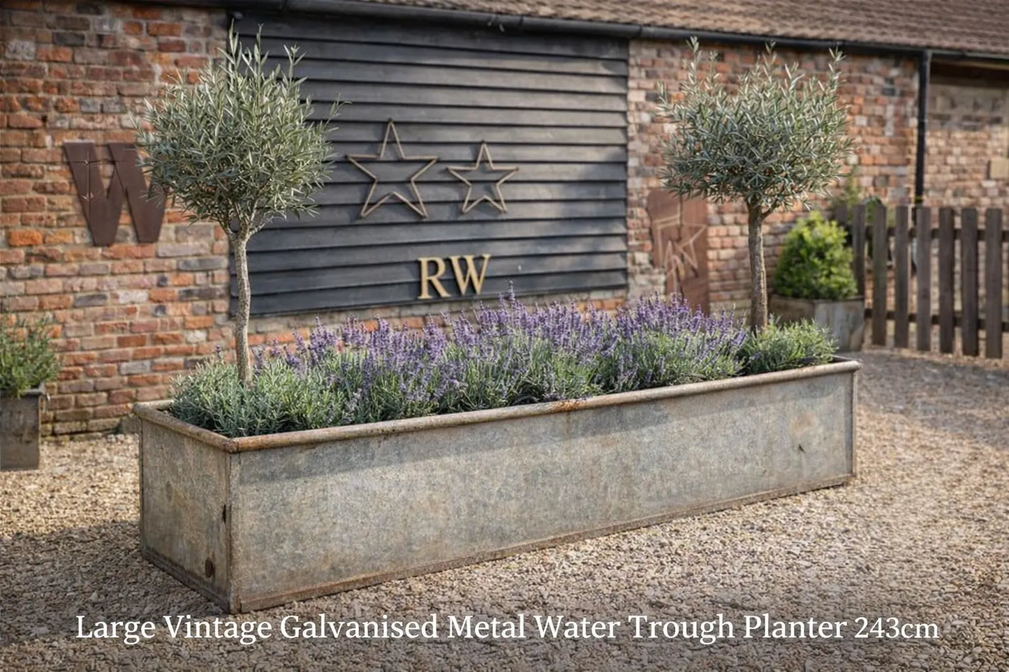 Large Vintage Galvanised Metal Water Trough Planter Garden Pond 243cm W5 RUSTIC WAREHOUSE NORFOLK