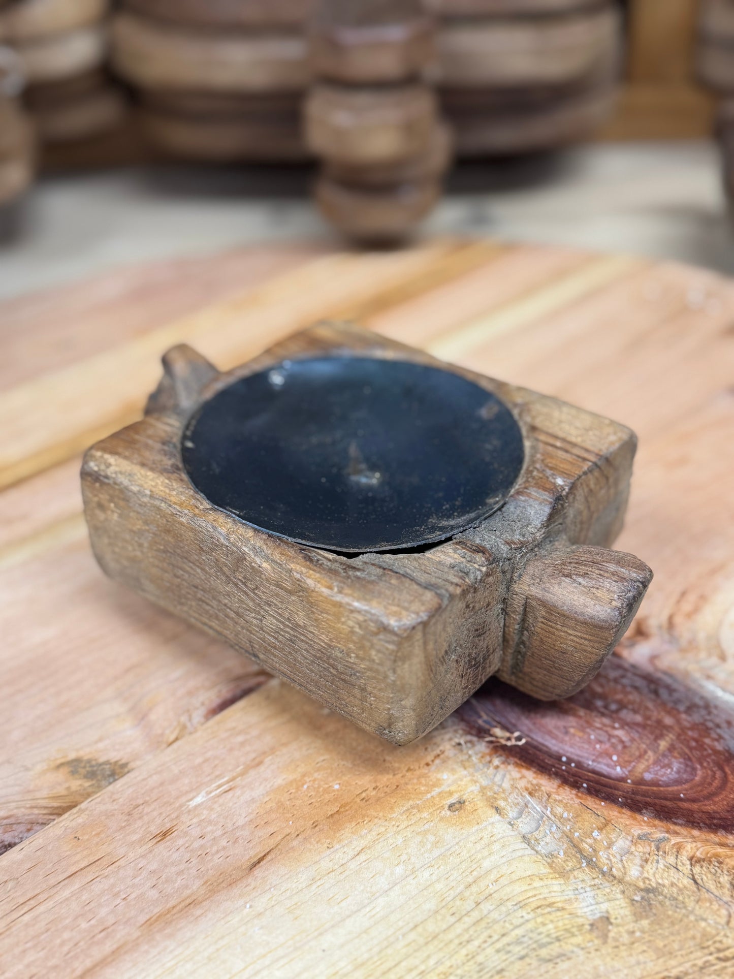 Rustic Wooden Candle Holder / Church Candle Stand / Reclaimed Farmhouse Decor SS