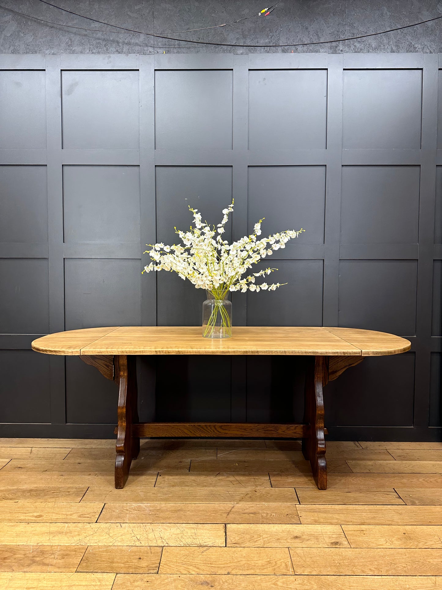 Vintage Refectory Extending Table  / Oak Dining Table / Farmhouse Kitchen Table