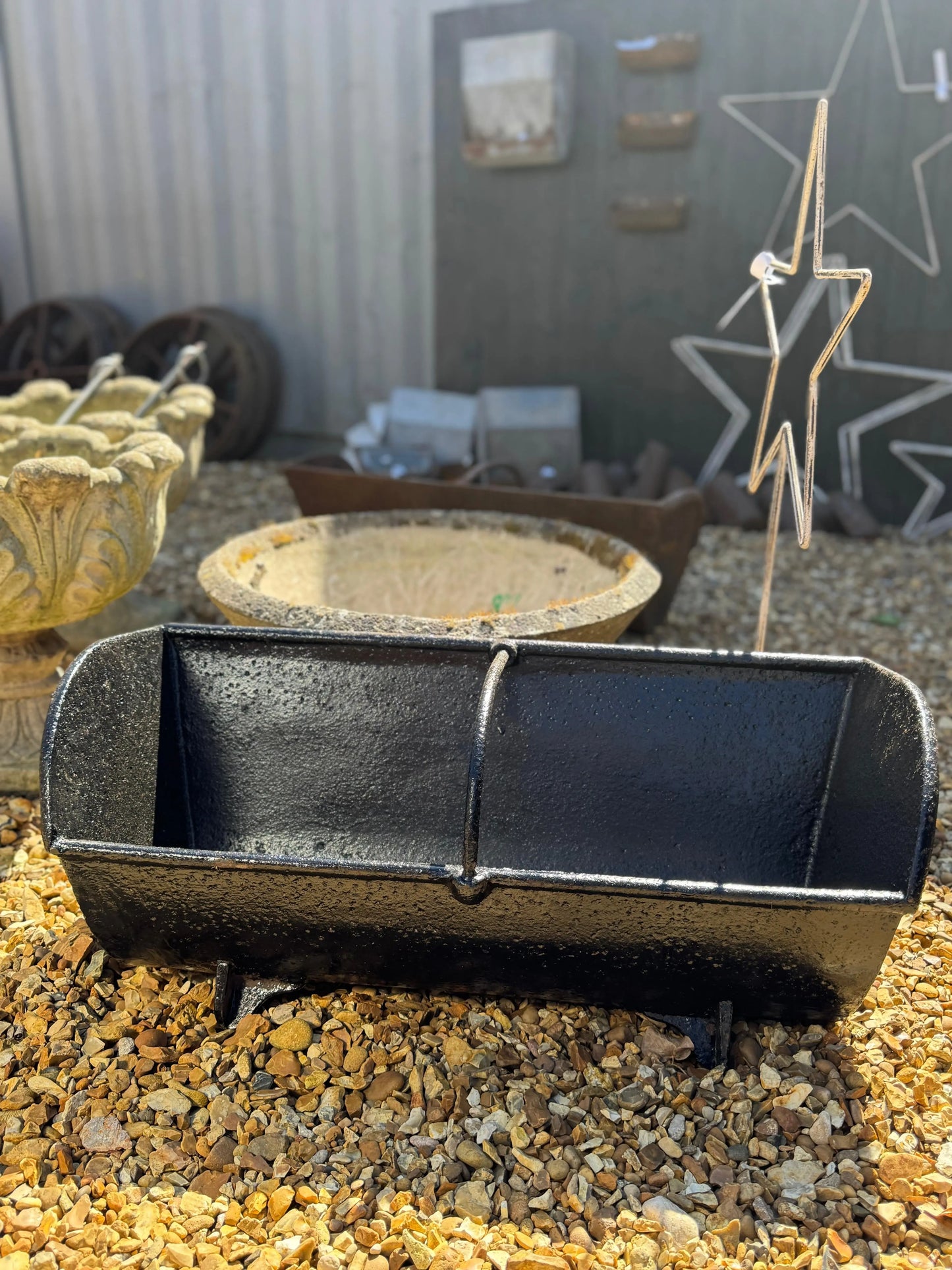 Antique Black Cast Iron Trough Feeder / Garden Planter Plant Pot / Log Holder RUSTIC WAREHOUSE NORFOLK