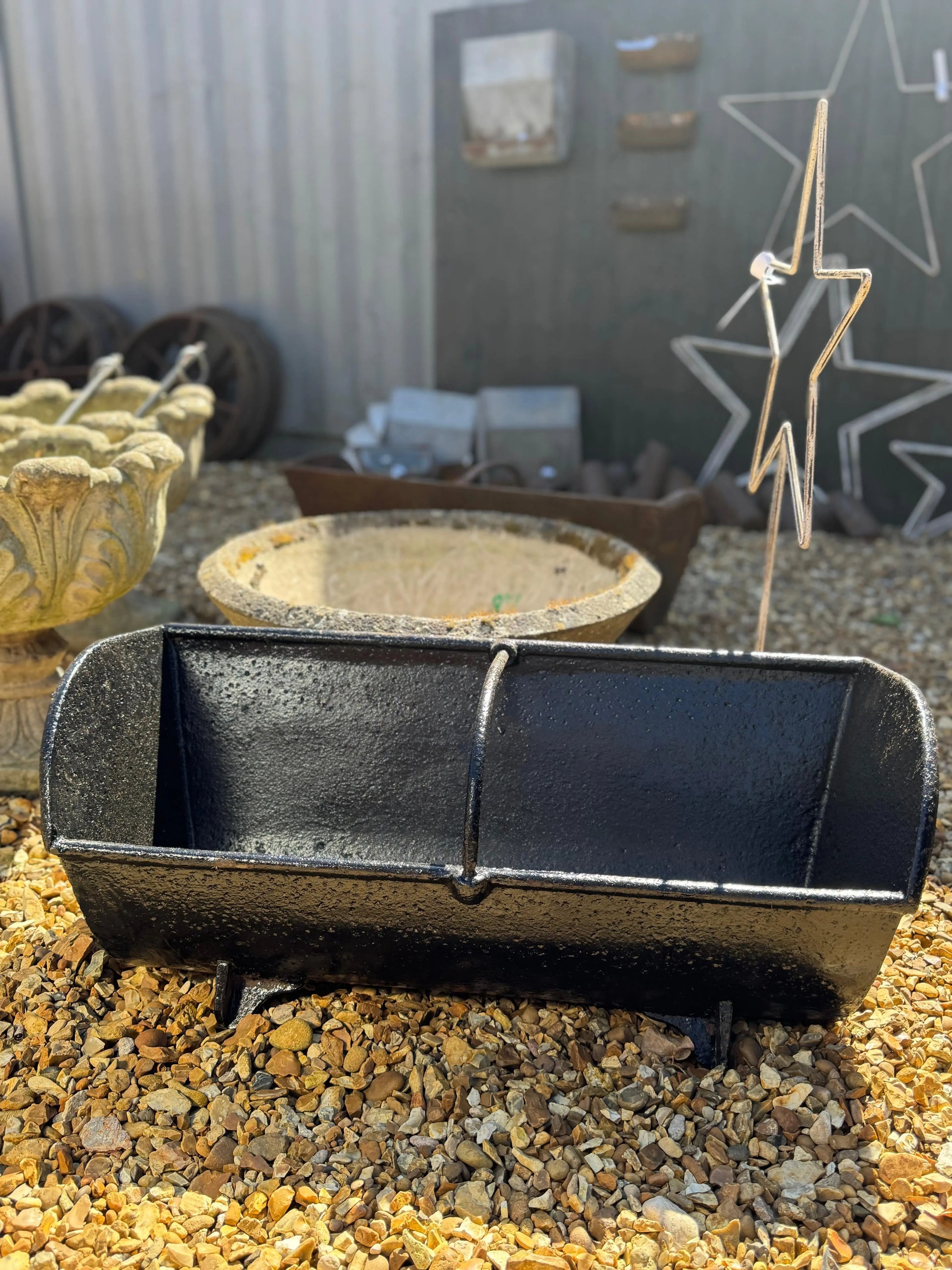 Antique Black Cast Iron Trough Feeder / Garden Planter Plant Pot / Log Holder RUSTIC WAREHOUSE NORFOLK