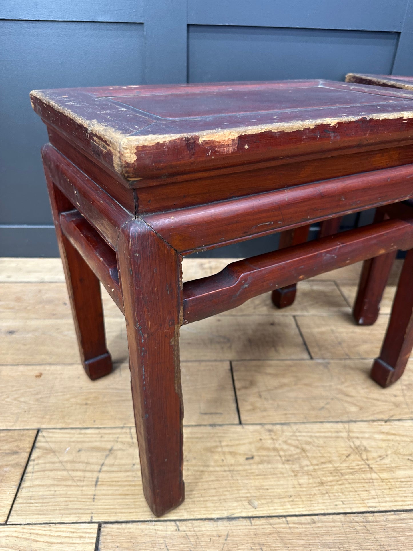 Antique Chinese Hardwood Pair Of Coffee Tables / Occasional Tables /Bedsides (F