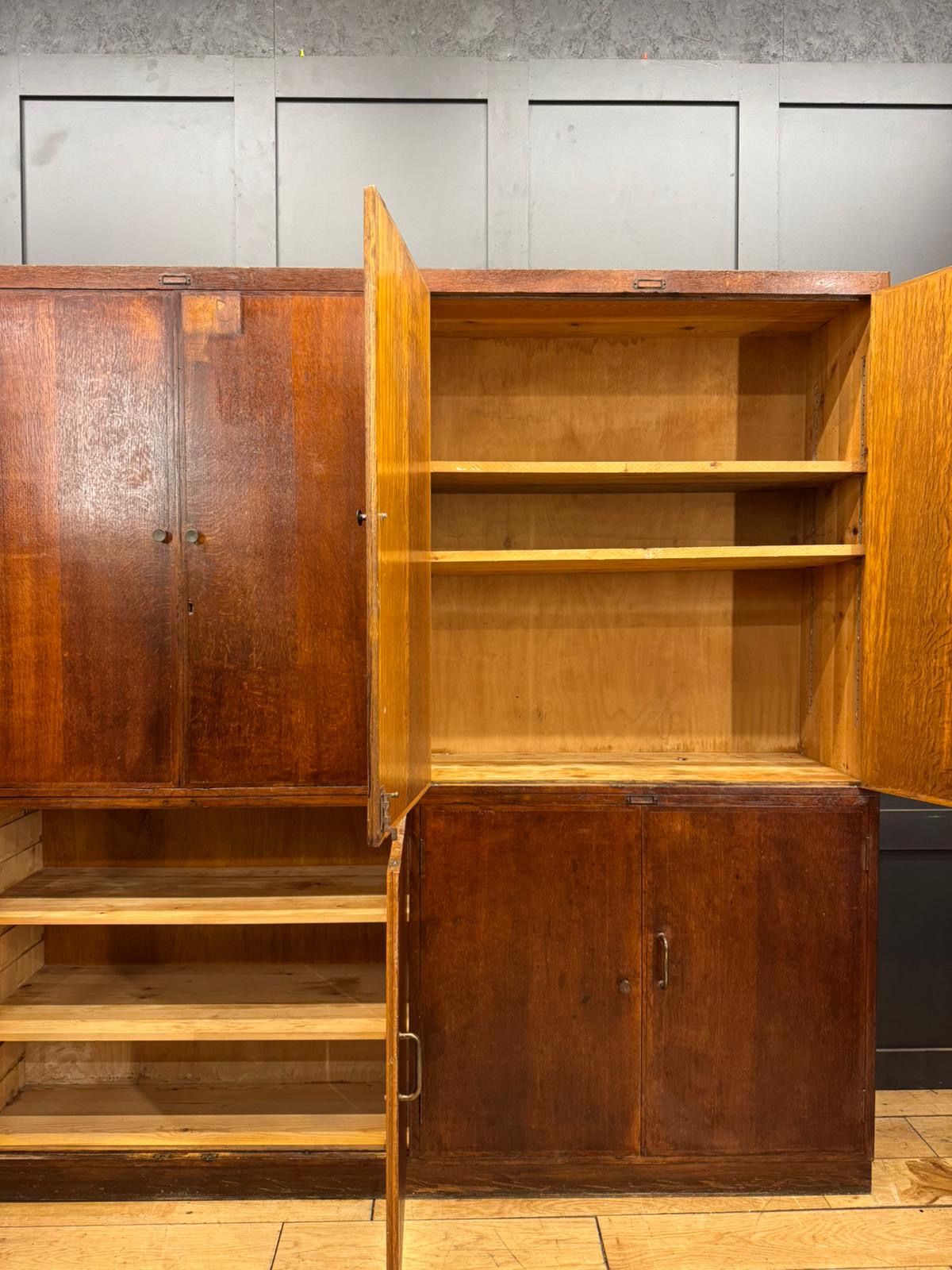 Vintage Oak Fronted School Science Cupboard – Ideal Pantry or Kitchen Storage