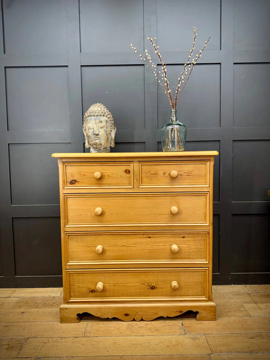 Solid Pine Chest of Drawers Rustic Country Farmhouse Bedroom Storage