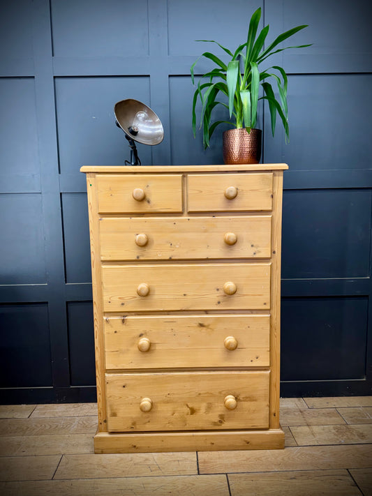 Pine Chest of Drawers Tallboy Bedroom Storage Furniture Vintage Style