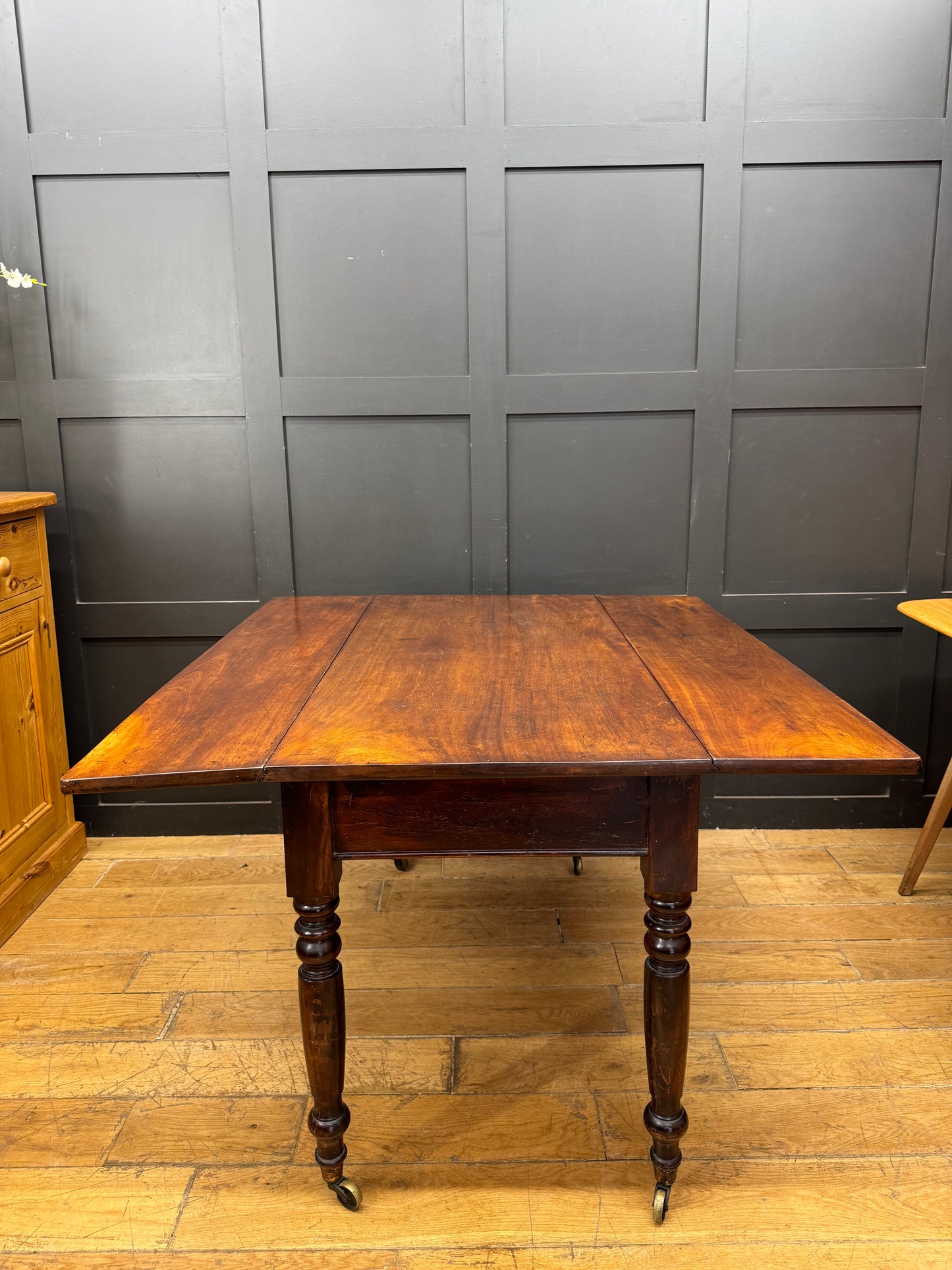 Victorian Mahogany Drop Leaf Supper Table Kitchen Dining Console Sideboard Table