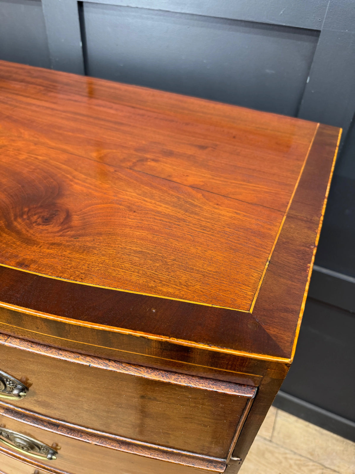 Antique Regency Mahogany Bow Front Chest Drawers Georgian Inlaid Bedroom