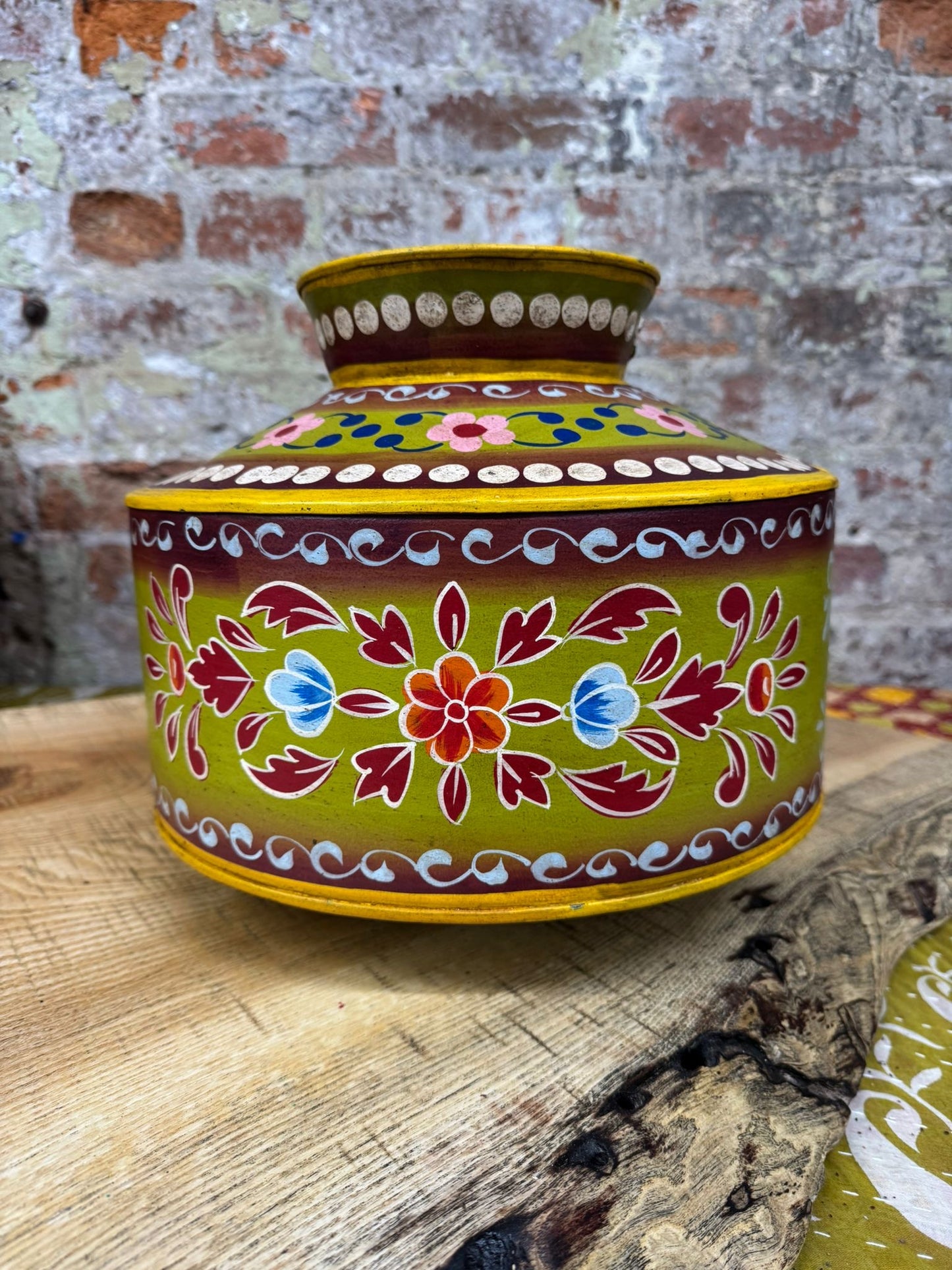 Vintage Painted Water Pot / Vase / Planter / Narrow Boat Ware Gypsy Art