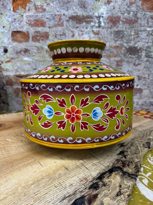 Vintage Painted Water Pot / Vase / Planter / Narrow Boat Ware Gypsy Art