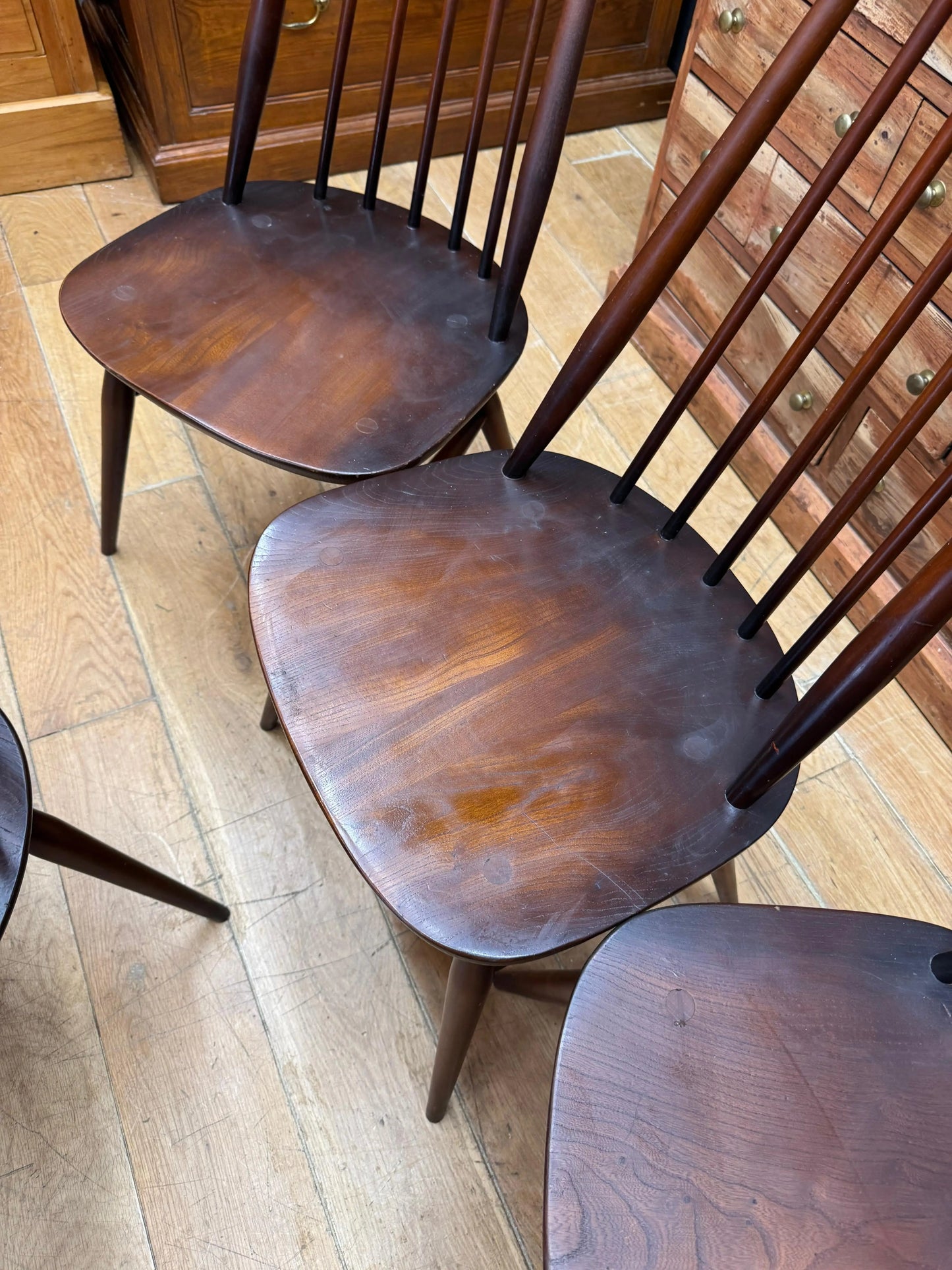 Vintage Ercol Goldsmith 369 Dining Kitchen Chairs Set of 4 Elm Beech Windsor RUSTIC WAREHOUSE NORFOLK