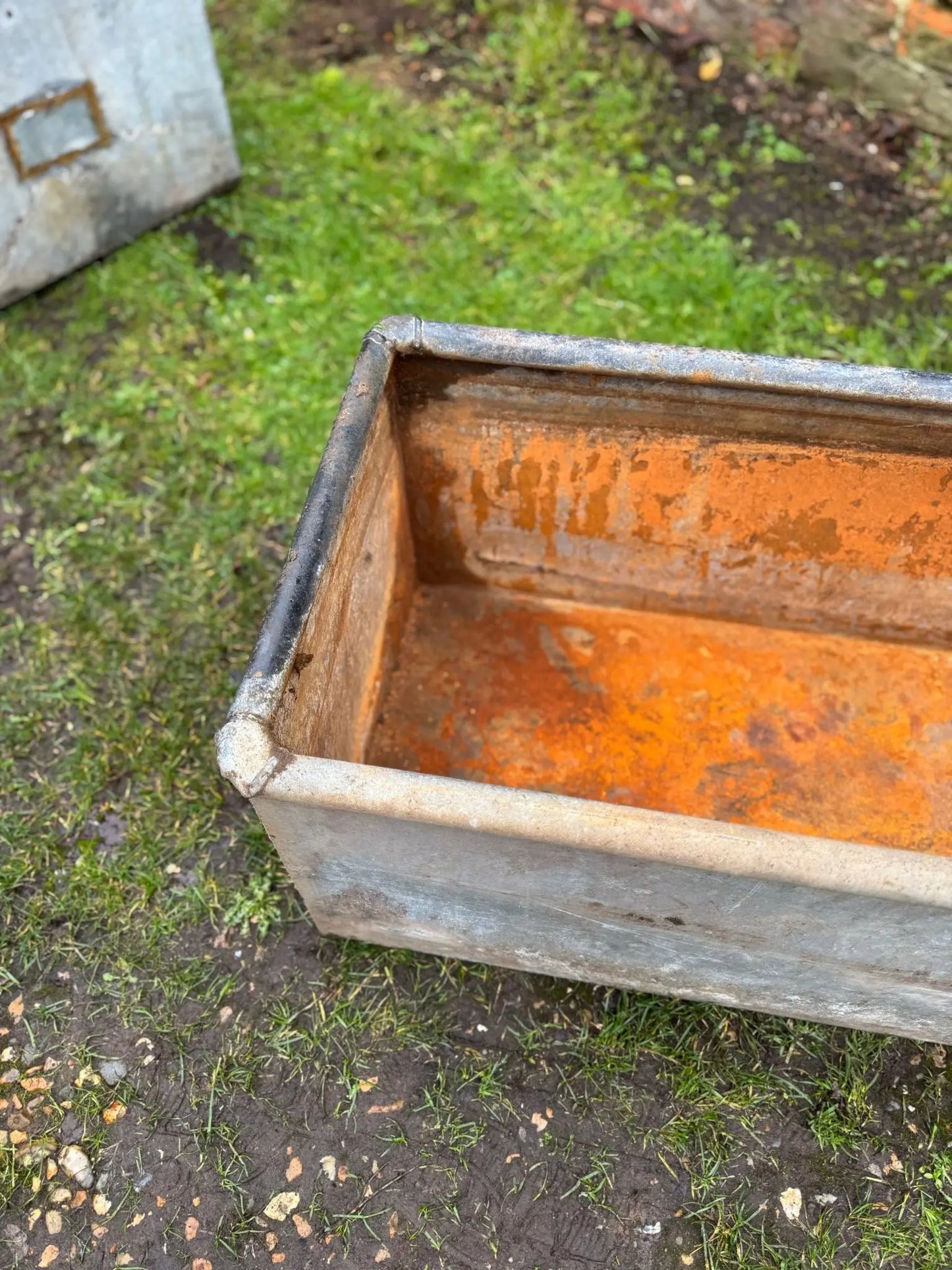 Vintage Galvanised Trough Garden Planter 123cm / Raised Flowerbed Plant Tree Pot Z2 RUSTIC WAREHOUSE NORFOLK