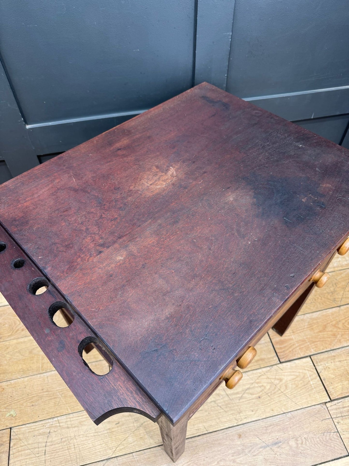 Antique Mahogany Side Table Drawers/ Kitchen Island Butchers Block / Book Press