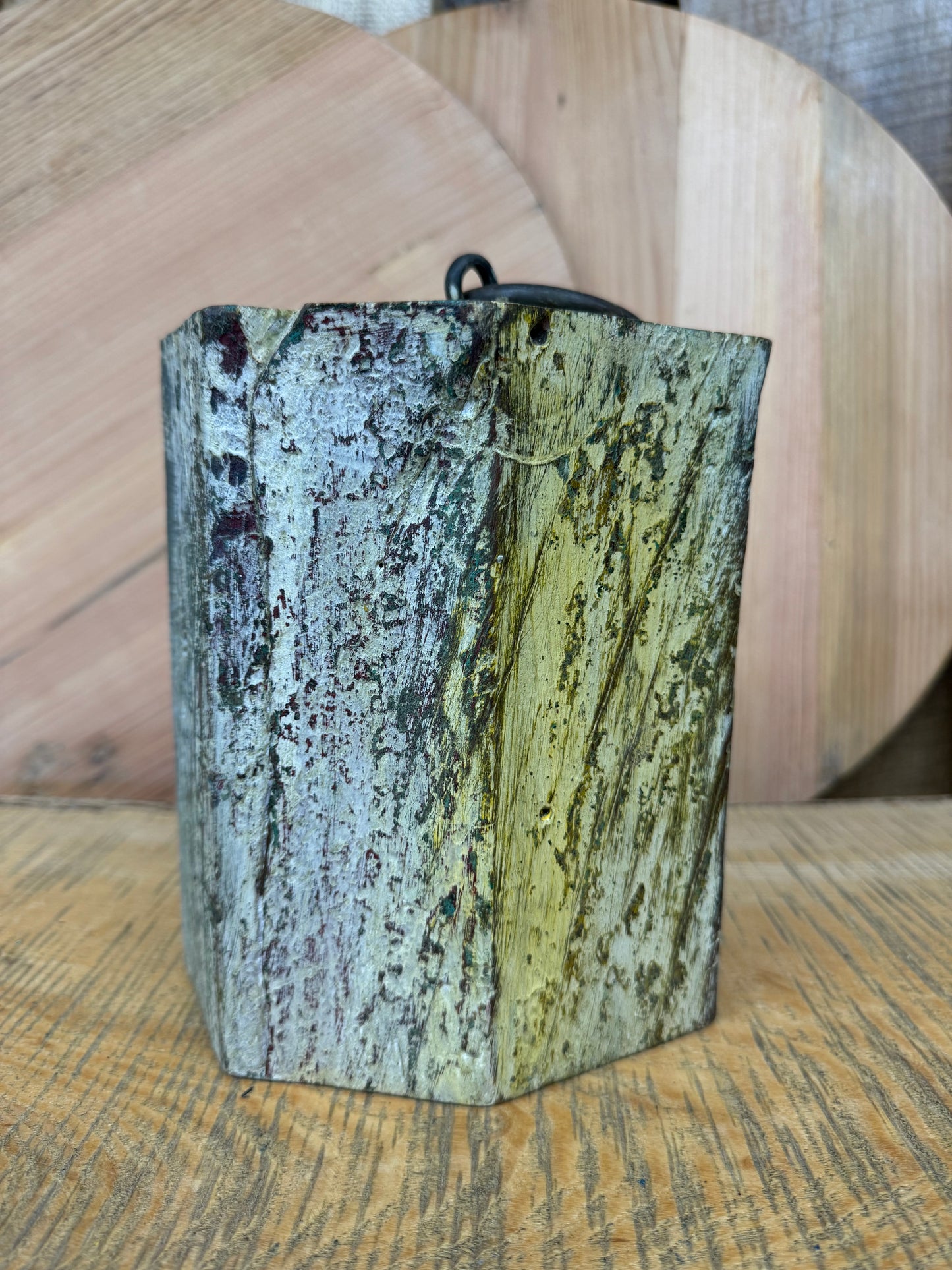 Wooden Door Stop / Reclaimed Painted Door Stop / Beach House Decor / Distressed
