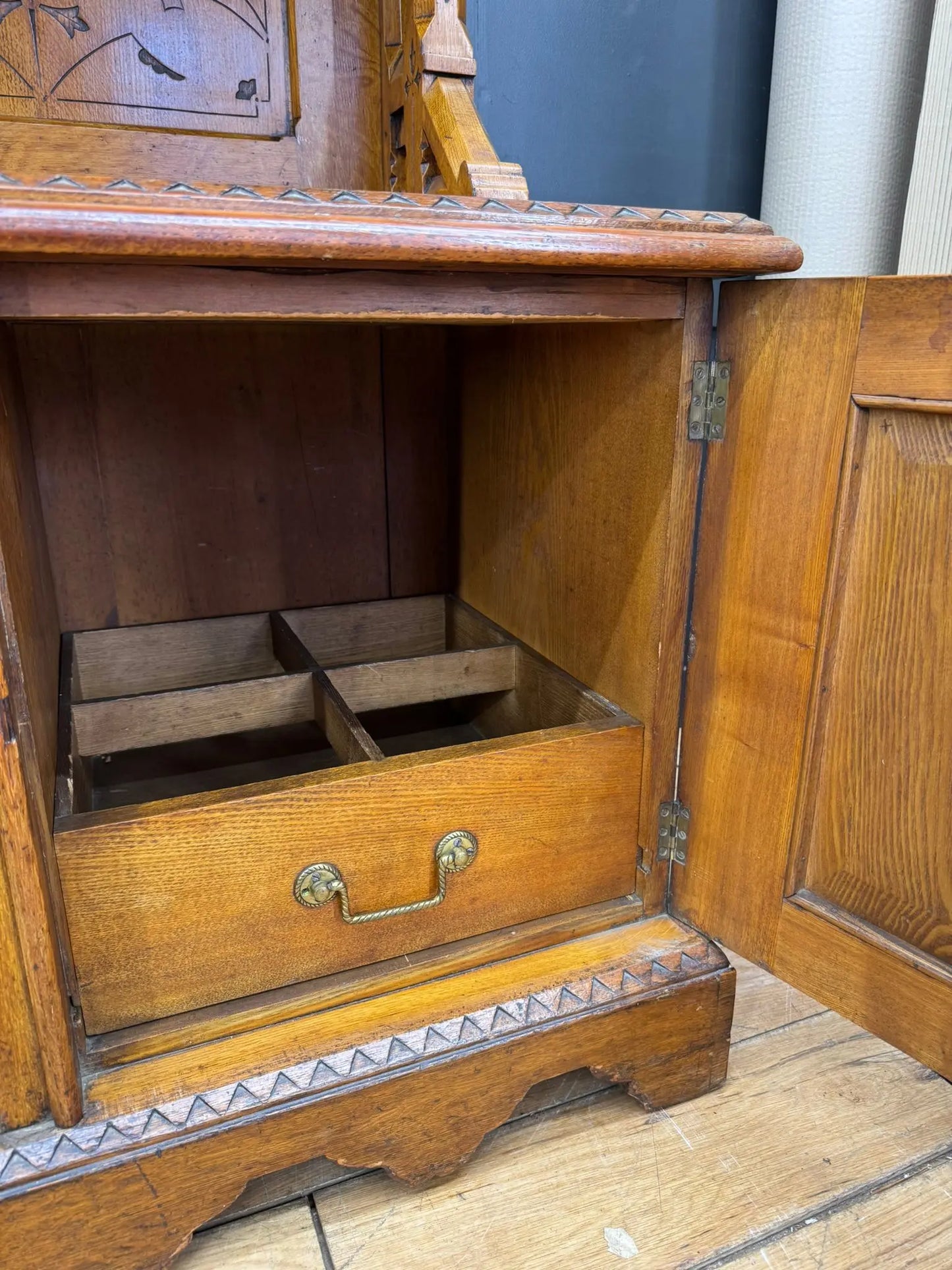 Antique Oak Buffet Sideboard Cabinet / Cupboard Gothic /Aesthetic Movement RUSTIC WAREHOUSE NORFOLK