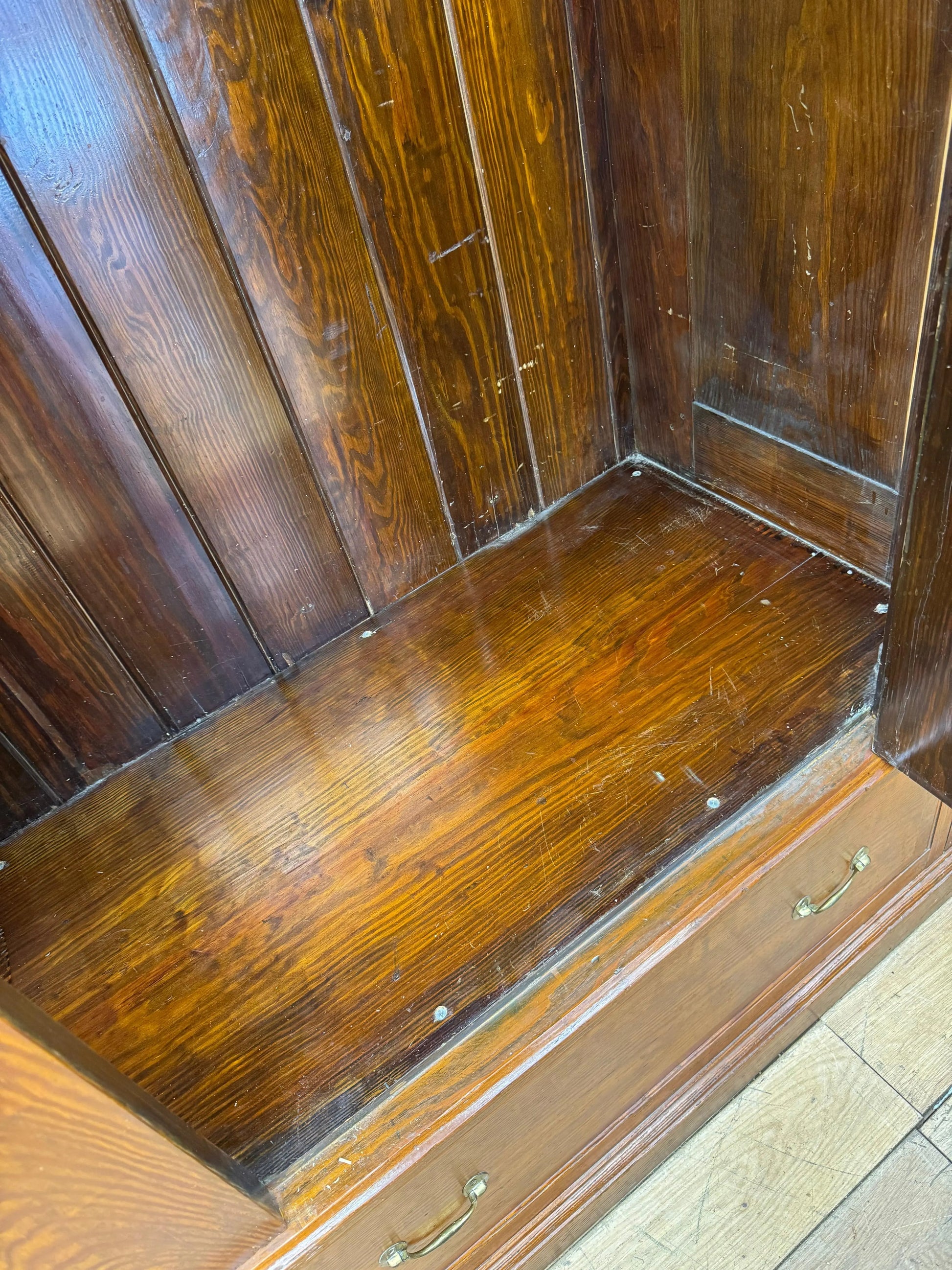Antique Pitch Pine Single Wardrobe Bedroom Storage Cupboard Drawer RUSTIC WAREHOUSE NORFOLK