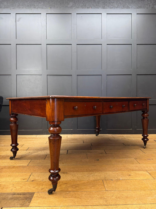 Antique Victorian Mahogany Library Table Desk Kitchen Dining Table With Drawers