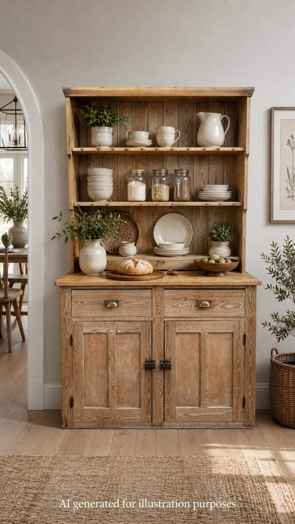 Antique Pine Kitchen Dresser Cabinet Cupboard Storage Pantry Drawers Shelves