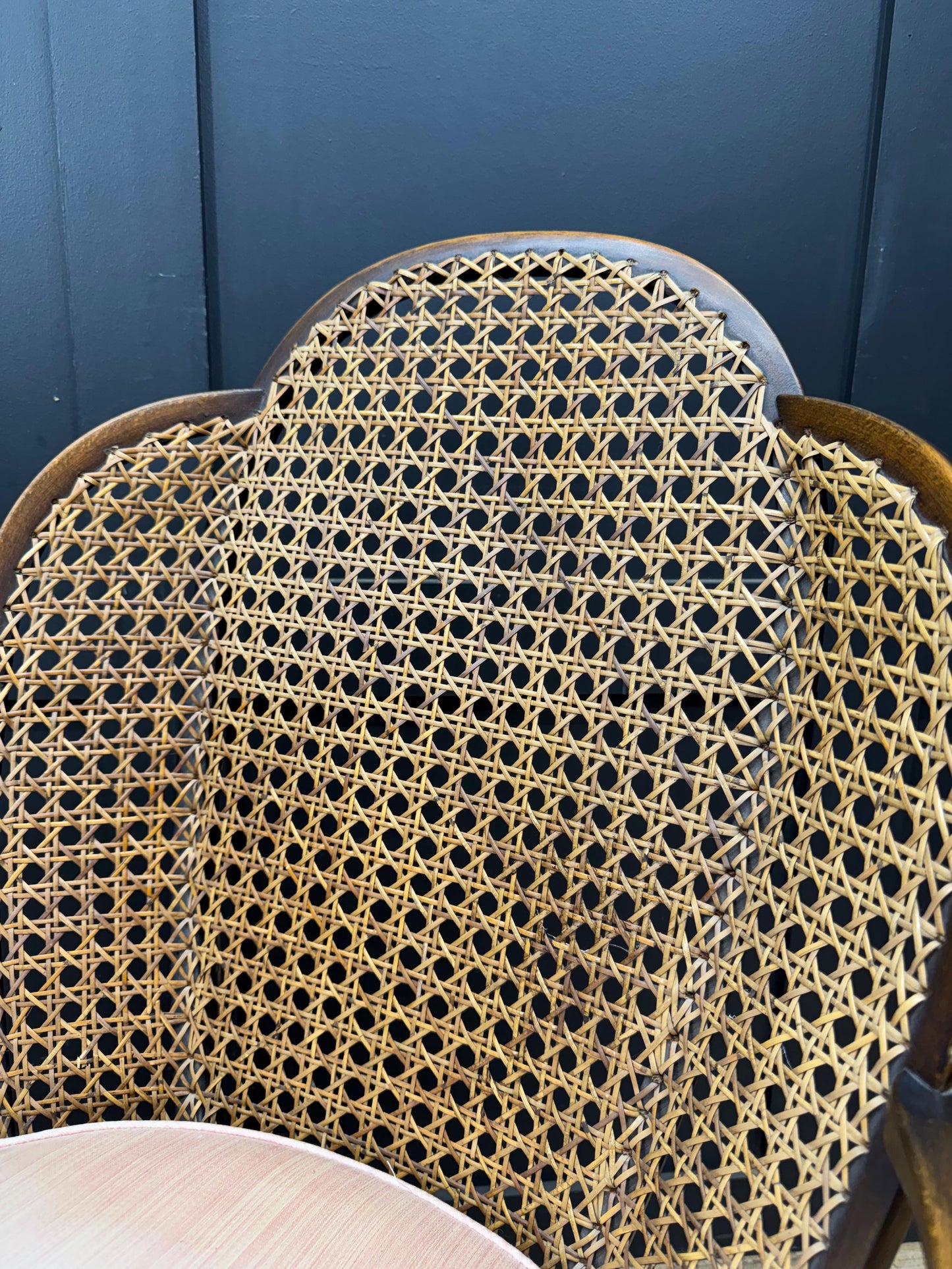 Antique Beech & Cane Elbow Chair With Cushion Armchair Bedroom Occasional Seat