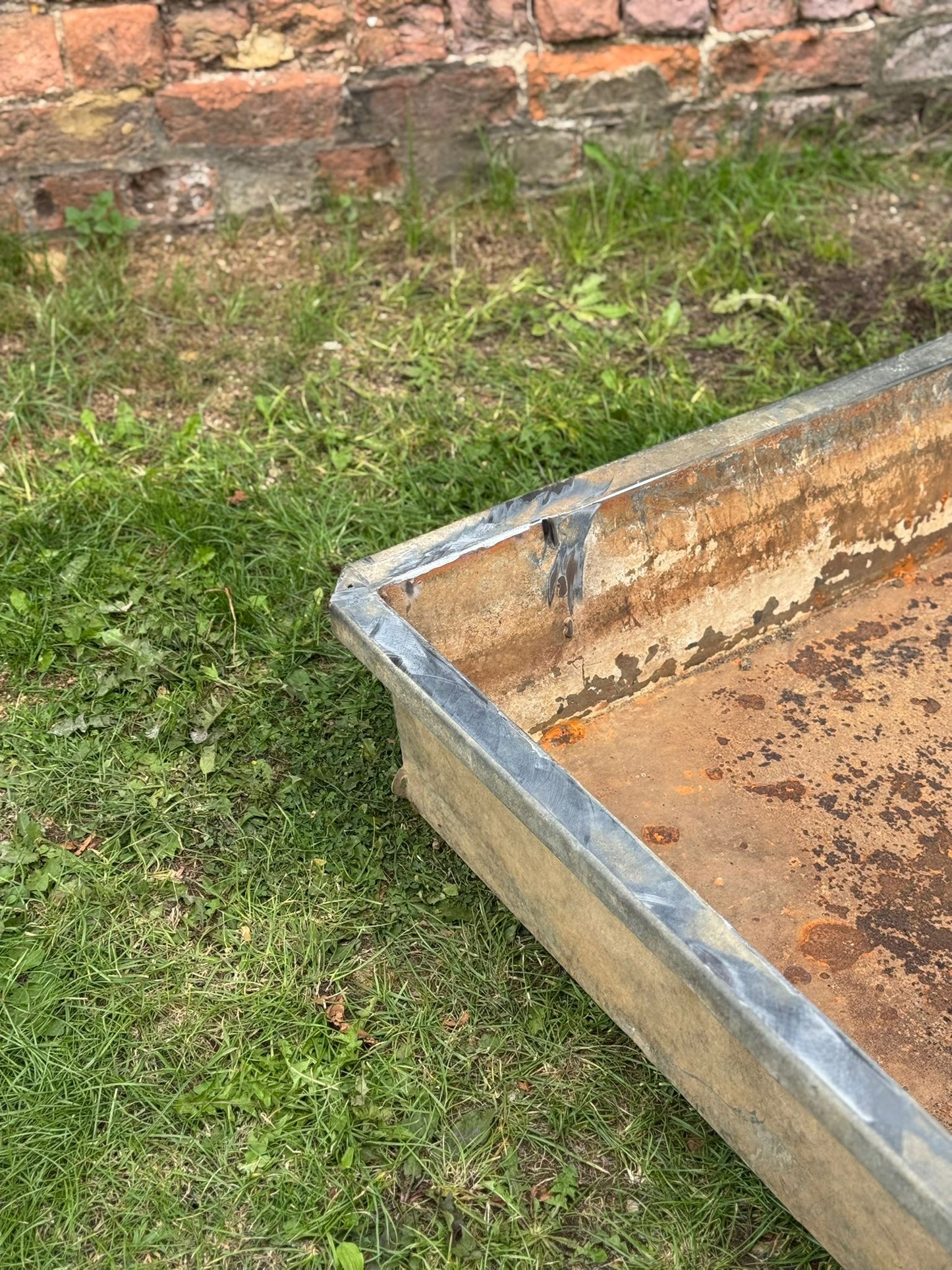 Vintage Long Low Garden Galvanised Trough Planter Raised Bed Fish Pond Plant E6