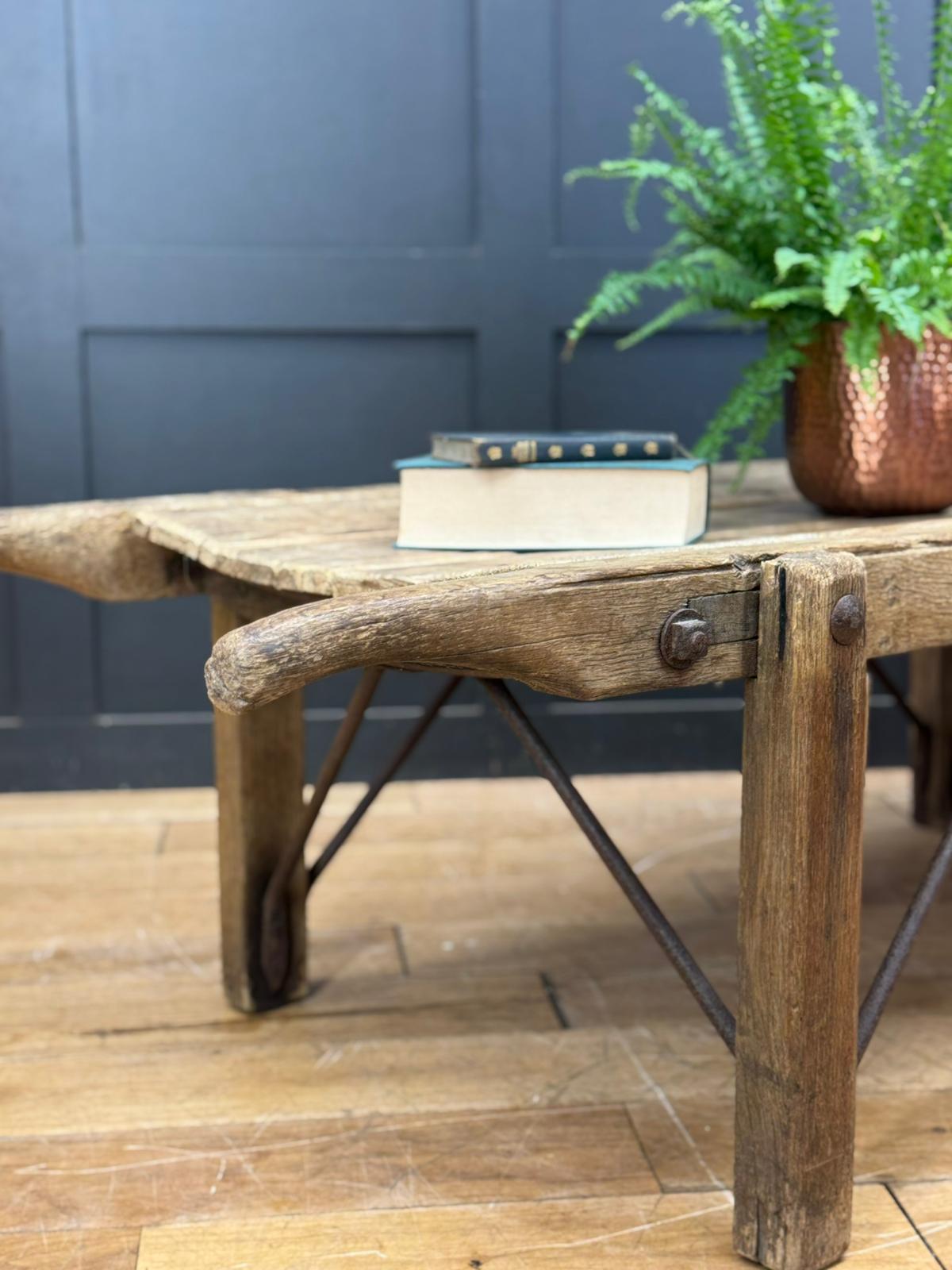 Victorian Pine Funeral Bier / Body Stretcher – Antique Rustic Coffee Table