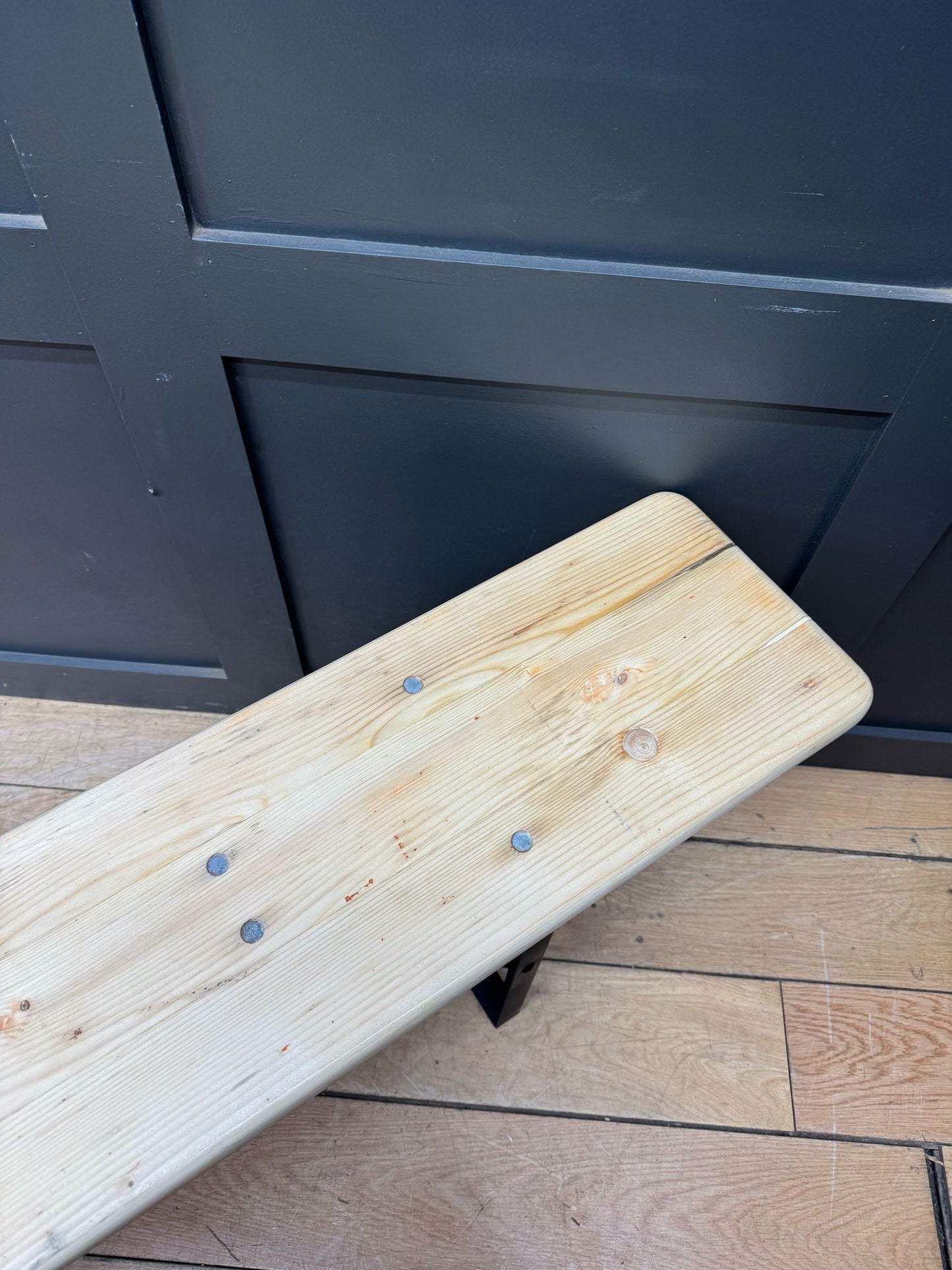 Vintage Fold Up Stripped Pine Bench / Picnic Hallway Seating Garden Furniture
