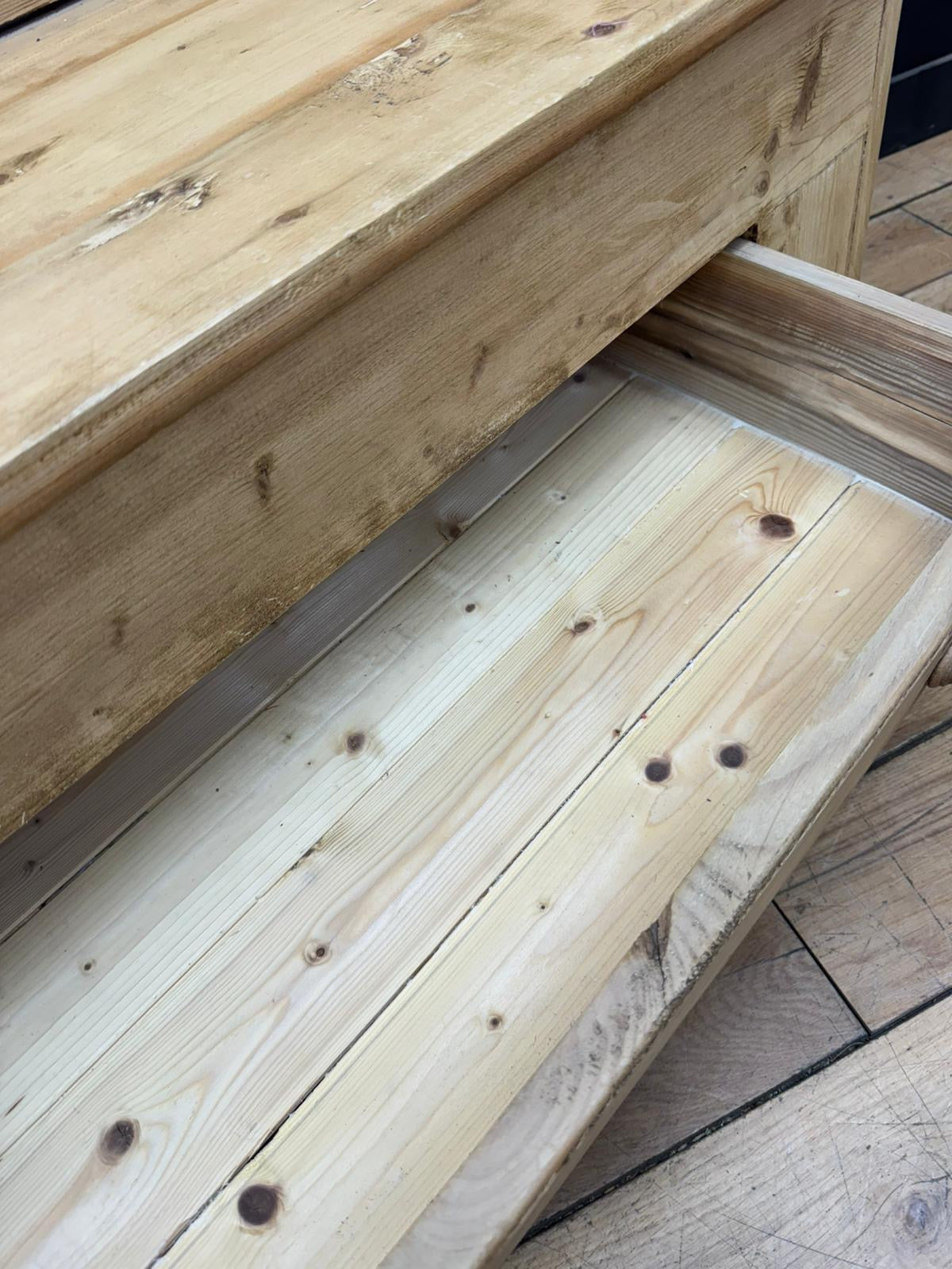 Vintage Pine Monks Bench with Drawer/ Rustic Hallway Storage Seat