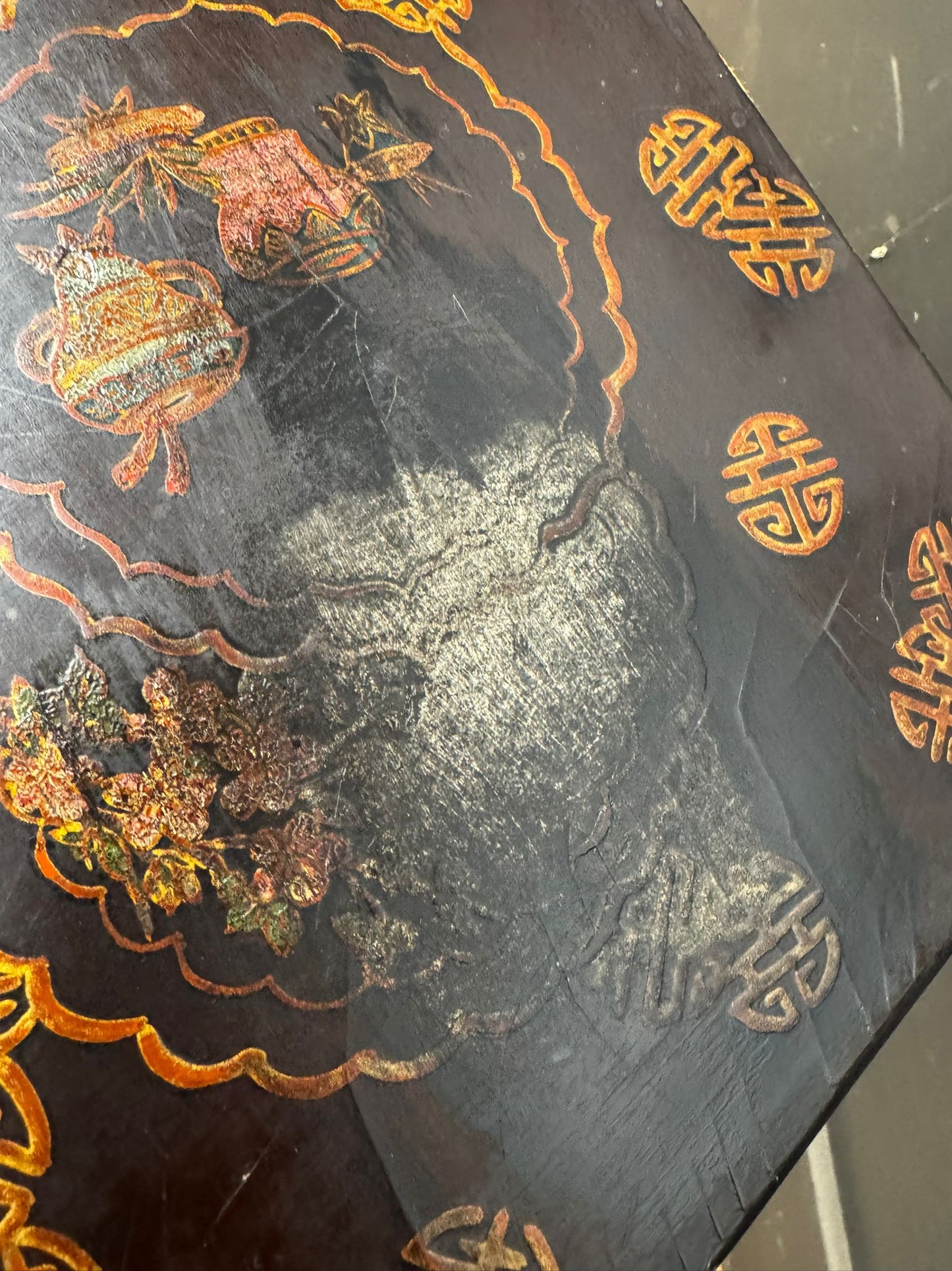Chinese Black Lacquer Kang Coffee Table Low Oriental Table 110cm