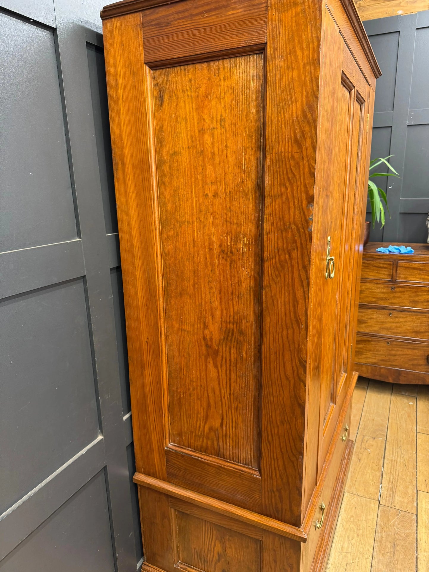 Antique Pitch Pine Single Wardrobe Bedroom Storage Cupboard Drawer RUSTIC WAREHOUSE NORFOLK