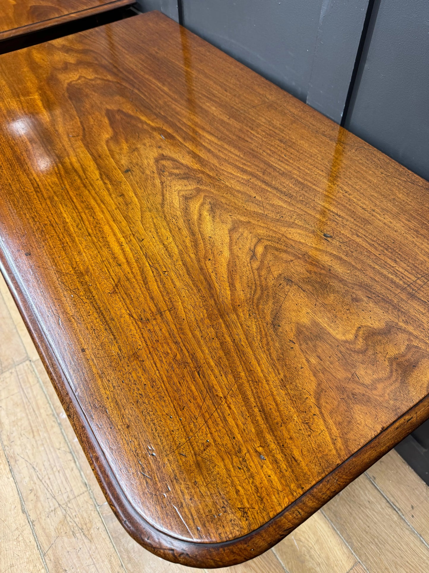 Pair Antique Mahogany Side Tables Console Hall Sofa Tables /desks on Castors
