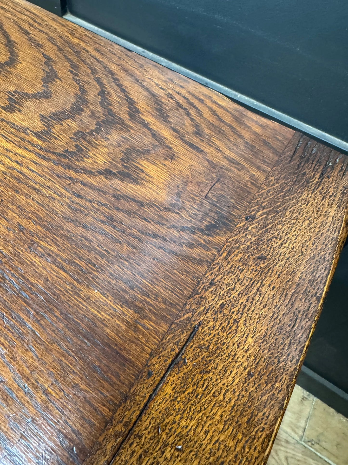 Large Vintage Oak Extending Refectory Dining Kitchen Table with Draw Leaf 275cm