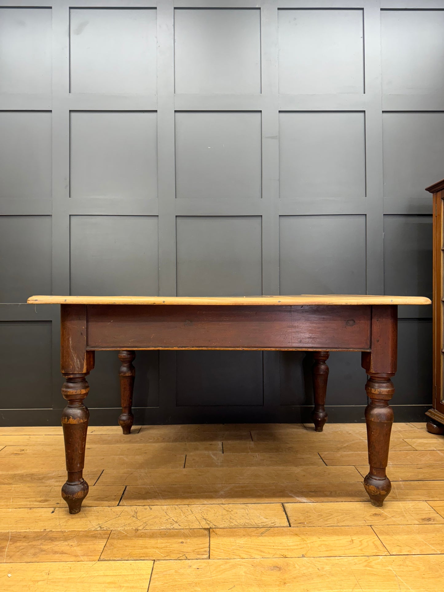 Antique Pine Dining Table / Victorian Kitchen Table / Rustic Farmhouse Pine Desk