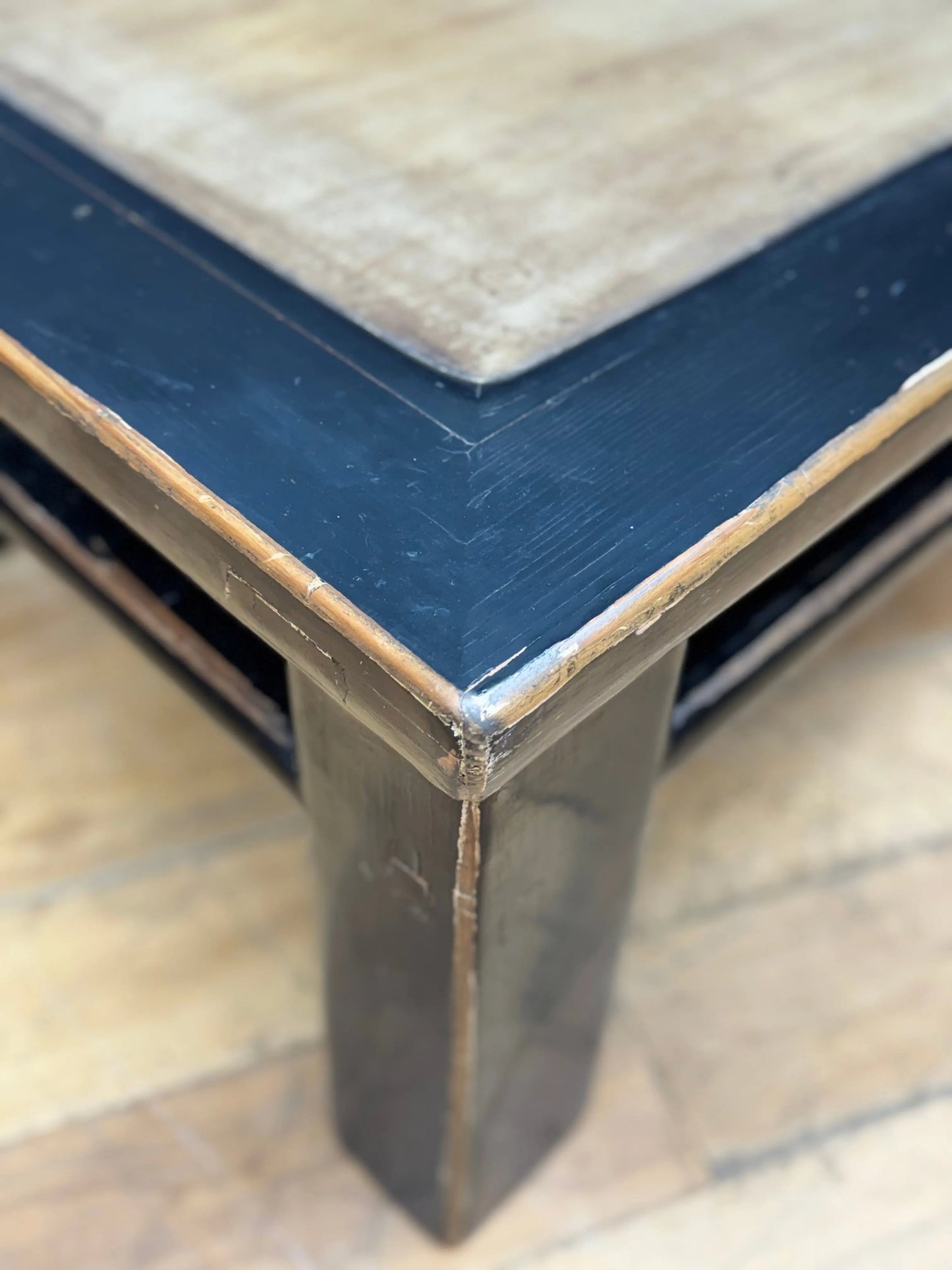 Vintage Chinese Black Lacquer Kang Coffee Table Low Oriental Table