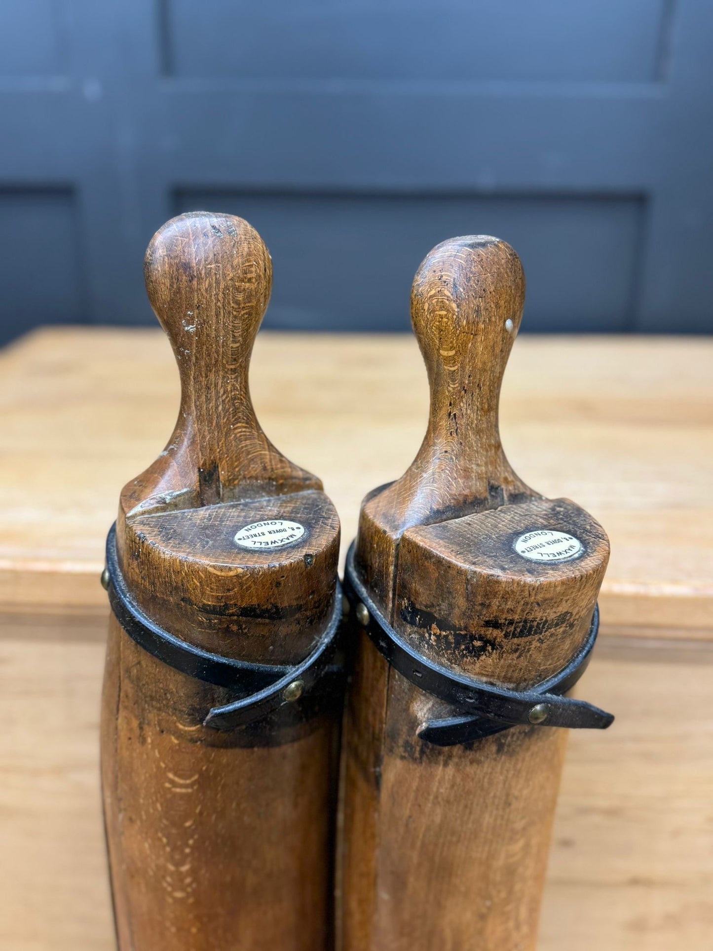 Antique English Beech Boot Trees Stretchers - Maxwell 8 Dover Street London