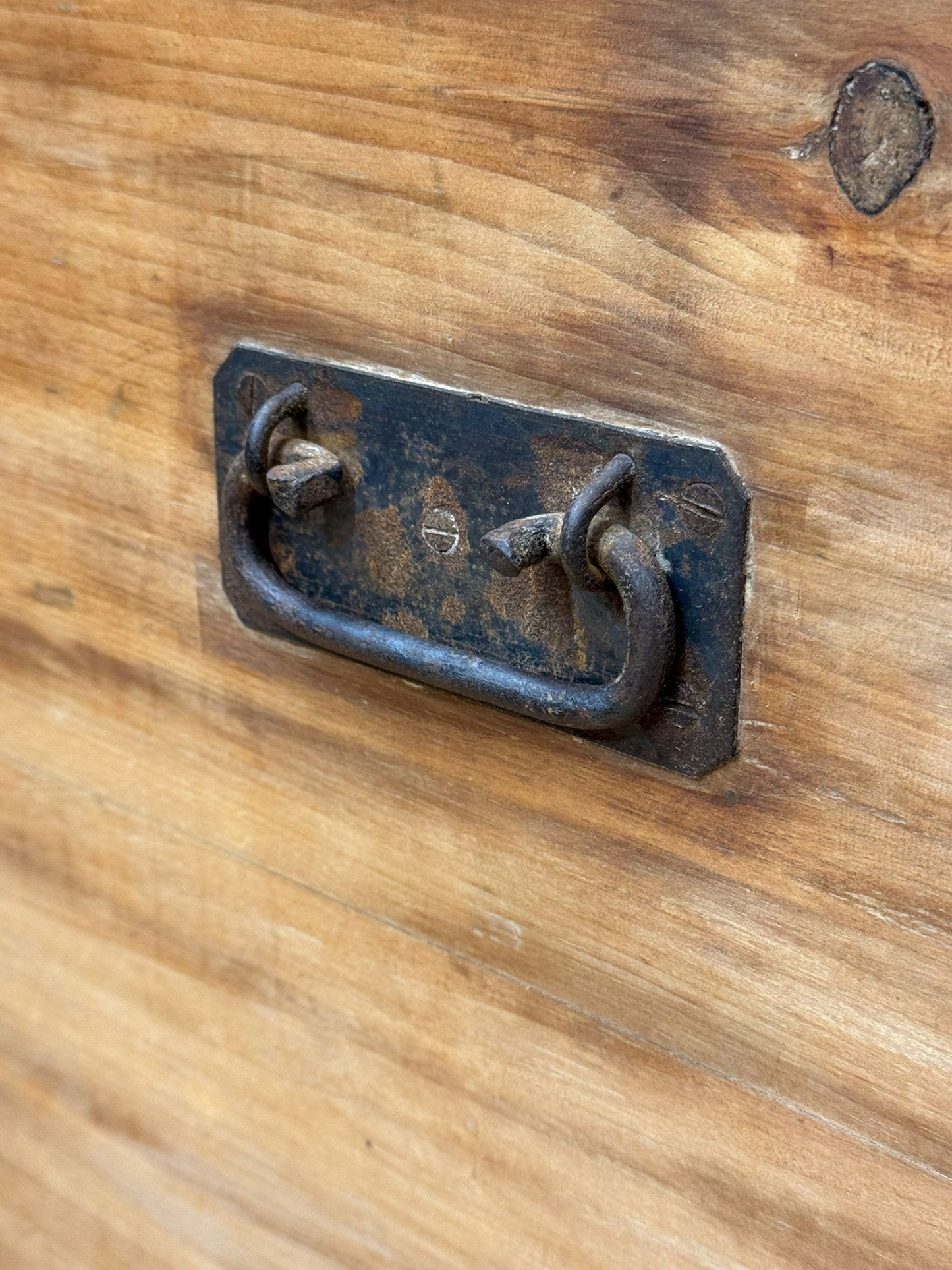 Antique Old Pine Trunk Chest / Storage Blanket Box / Coffee Table