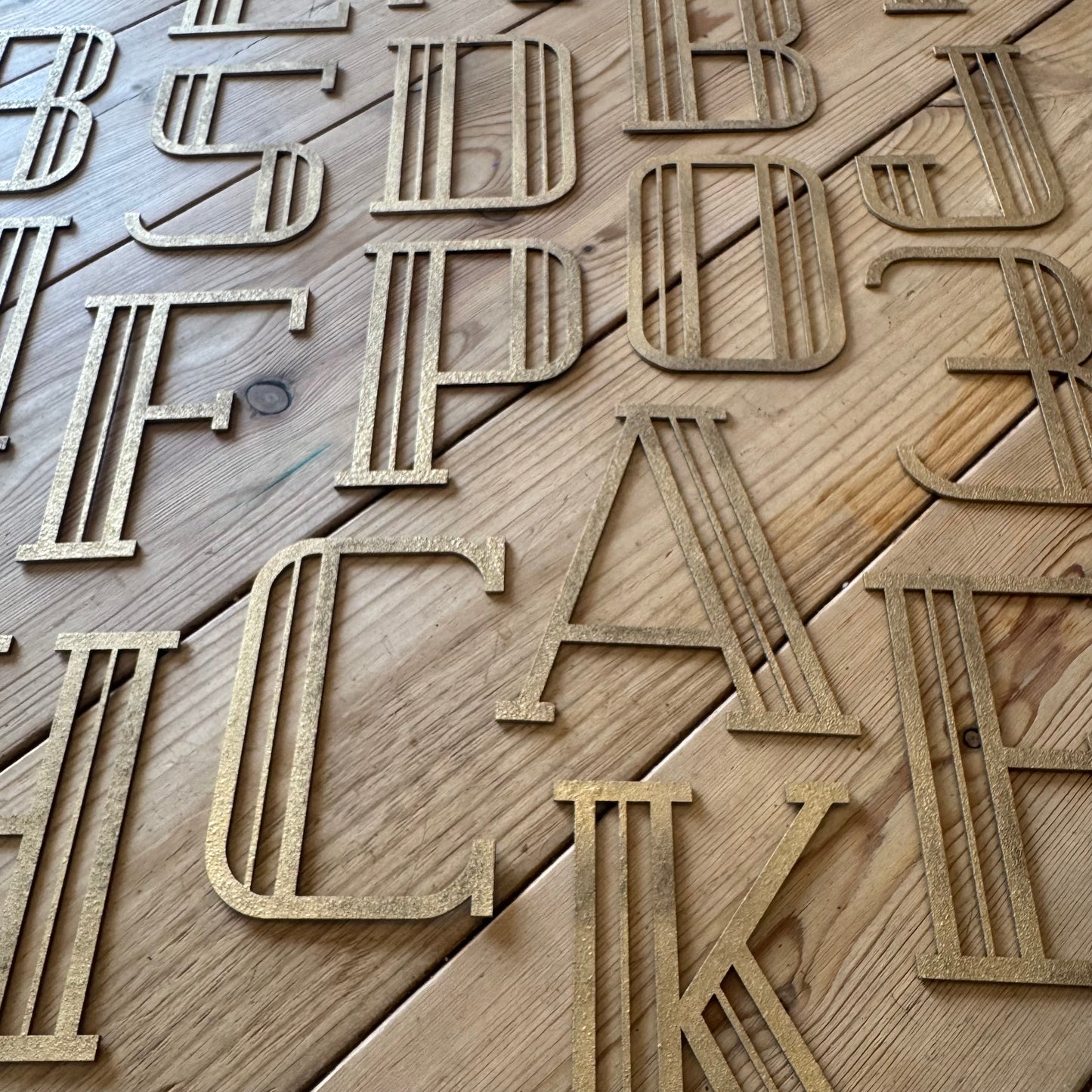 Gold Distressed 5" or 12" Art Deco Lettering A-Z 0-9