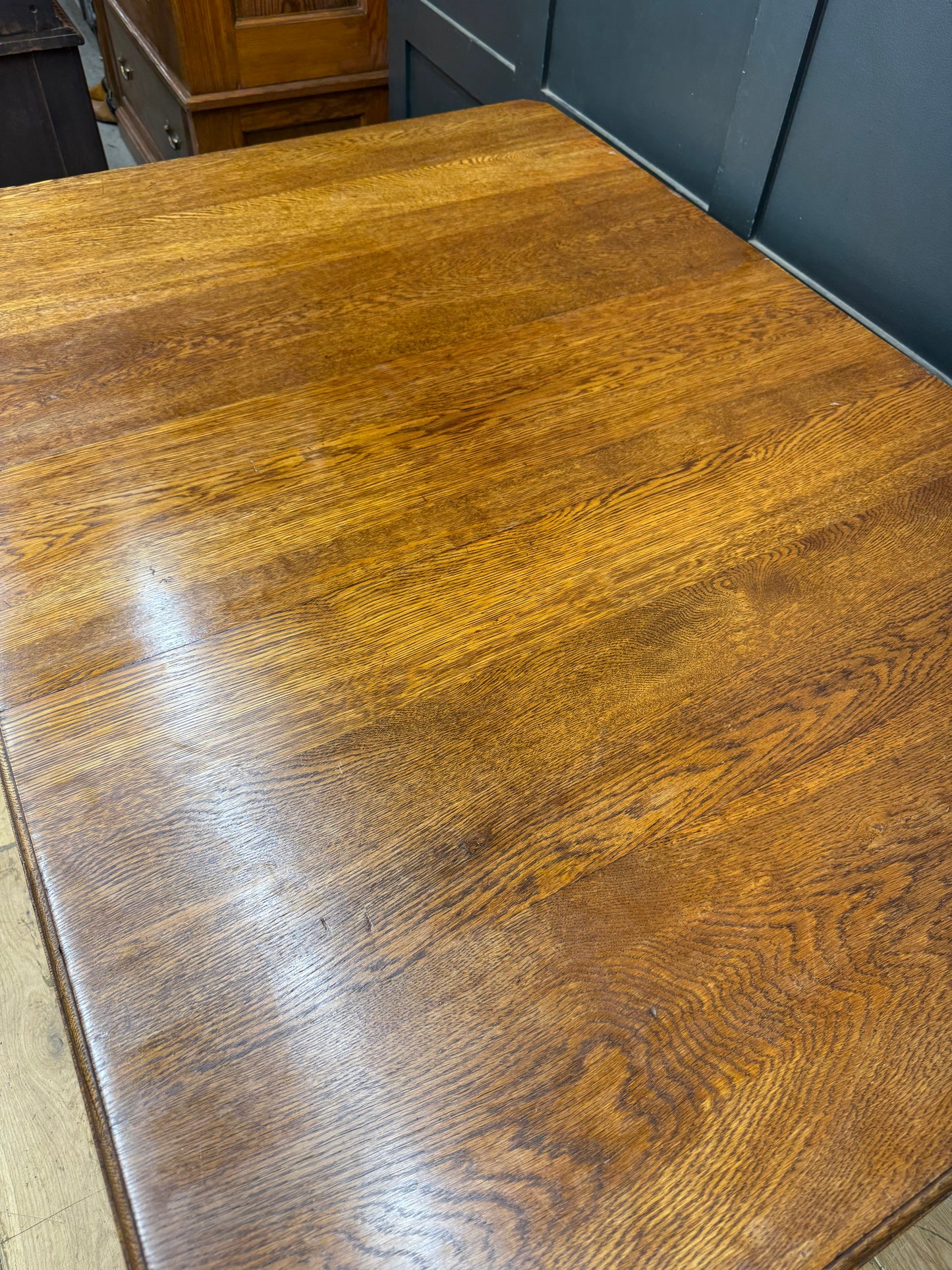 Antique Edwardian Oak Wind Out Extending Dining Kitchen Table