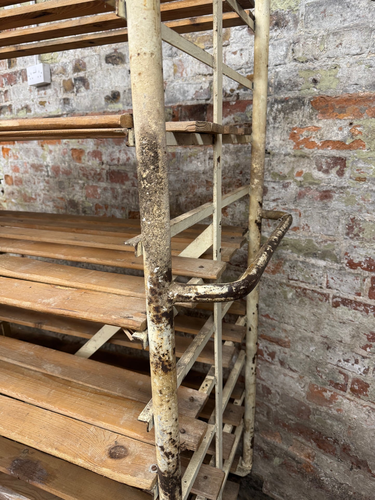 Large Vintage French Bakery Rack – Industrial Shop Display Shelving