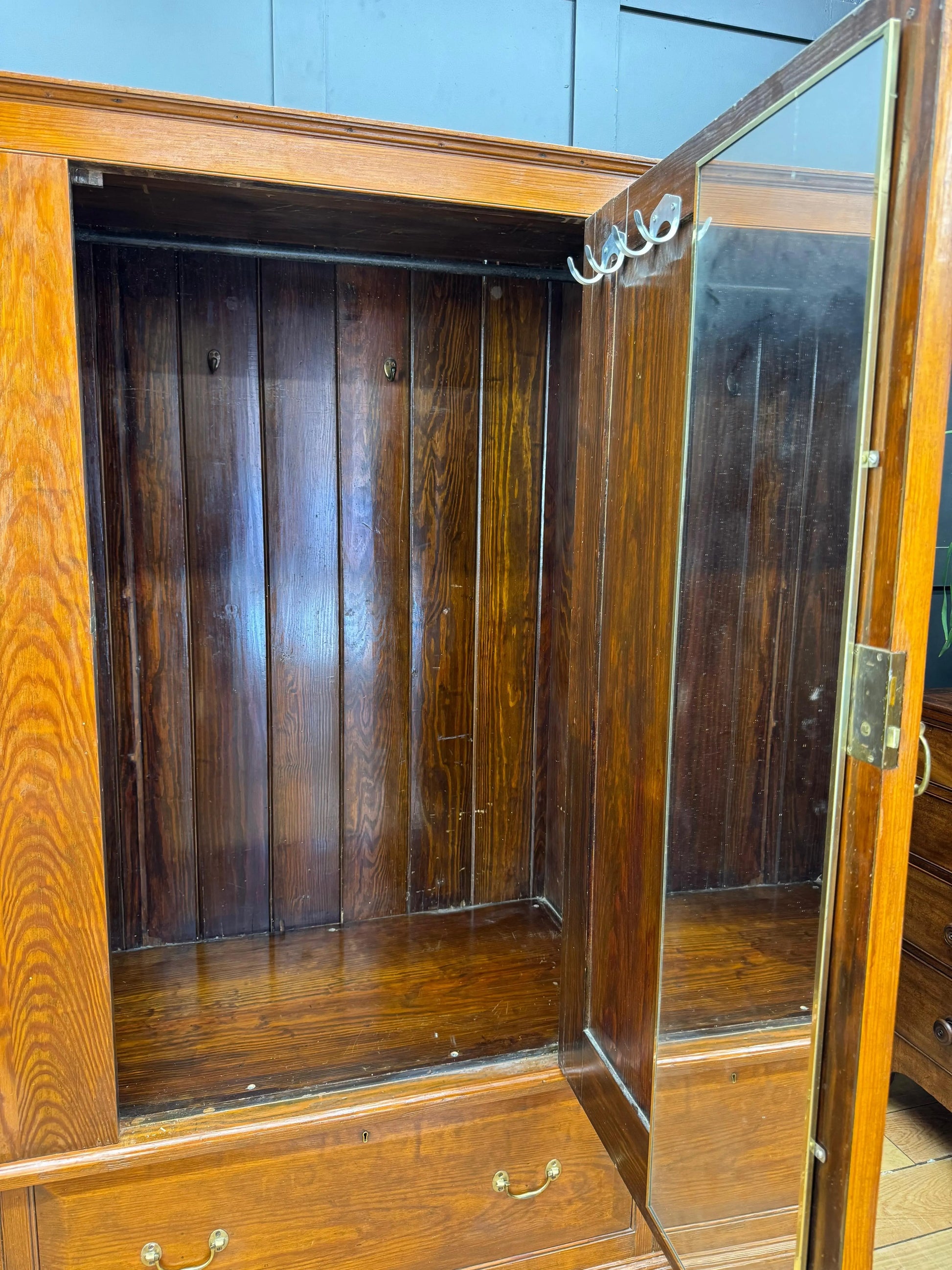 Antique Pitch Pine Single Wardrobe Bedroom Storage Cupboard Drawer RUSTIC WAREHOUSE NORFOLK