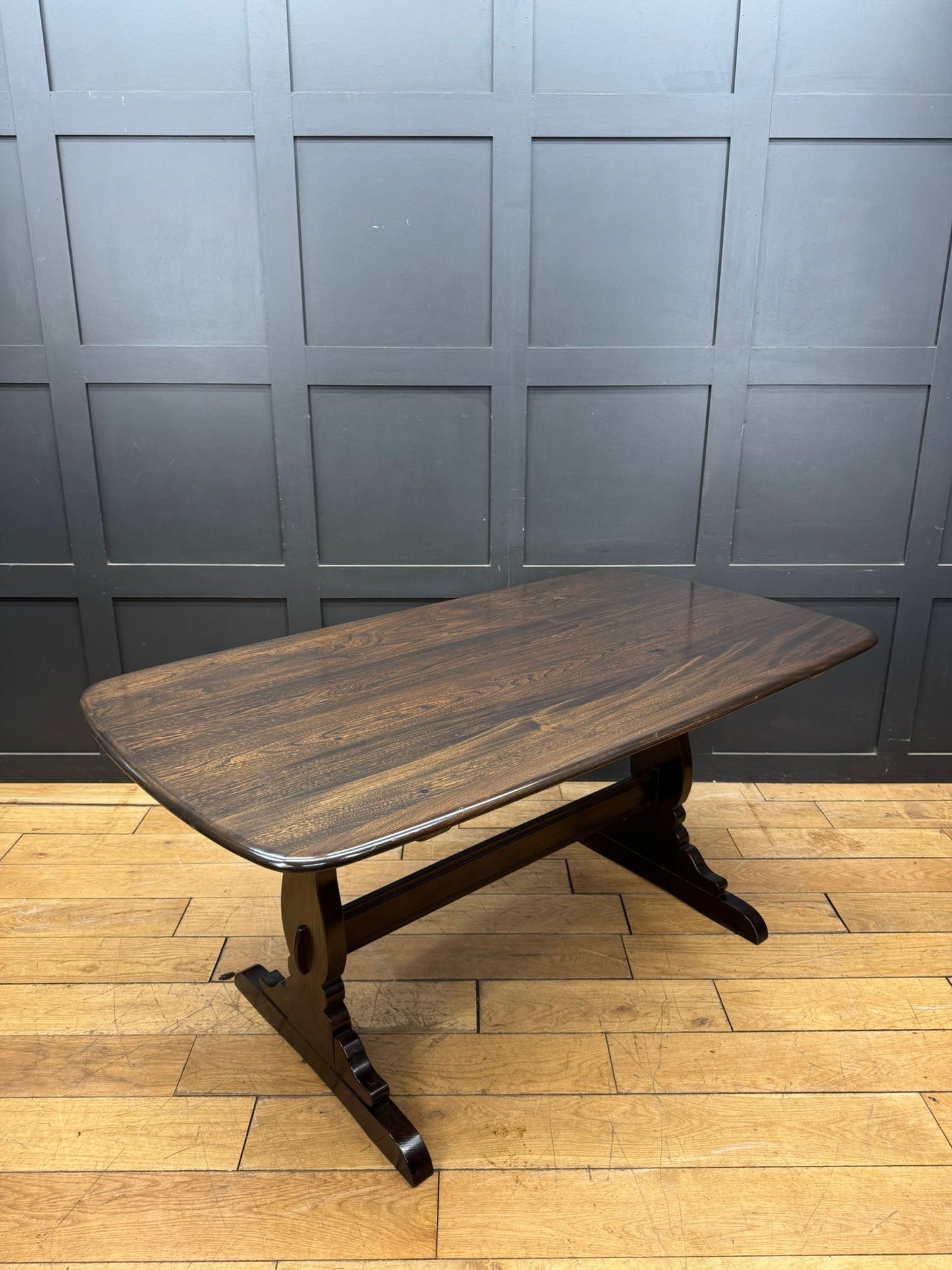 Vintage Ercol Solid Elm Refectory Dining Table – 152cm Long, Kitchen Table