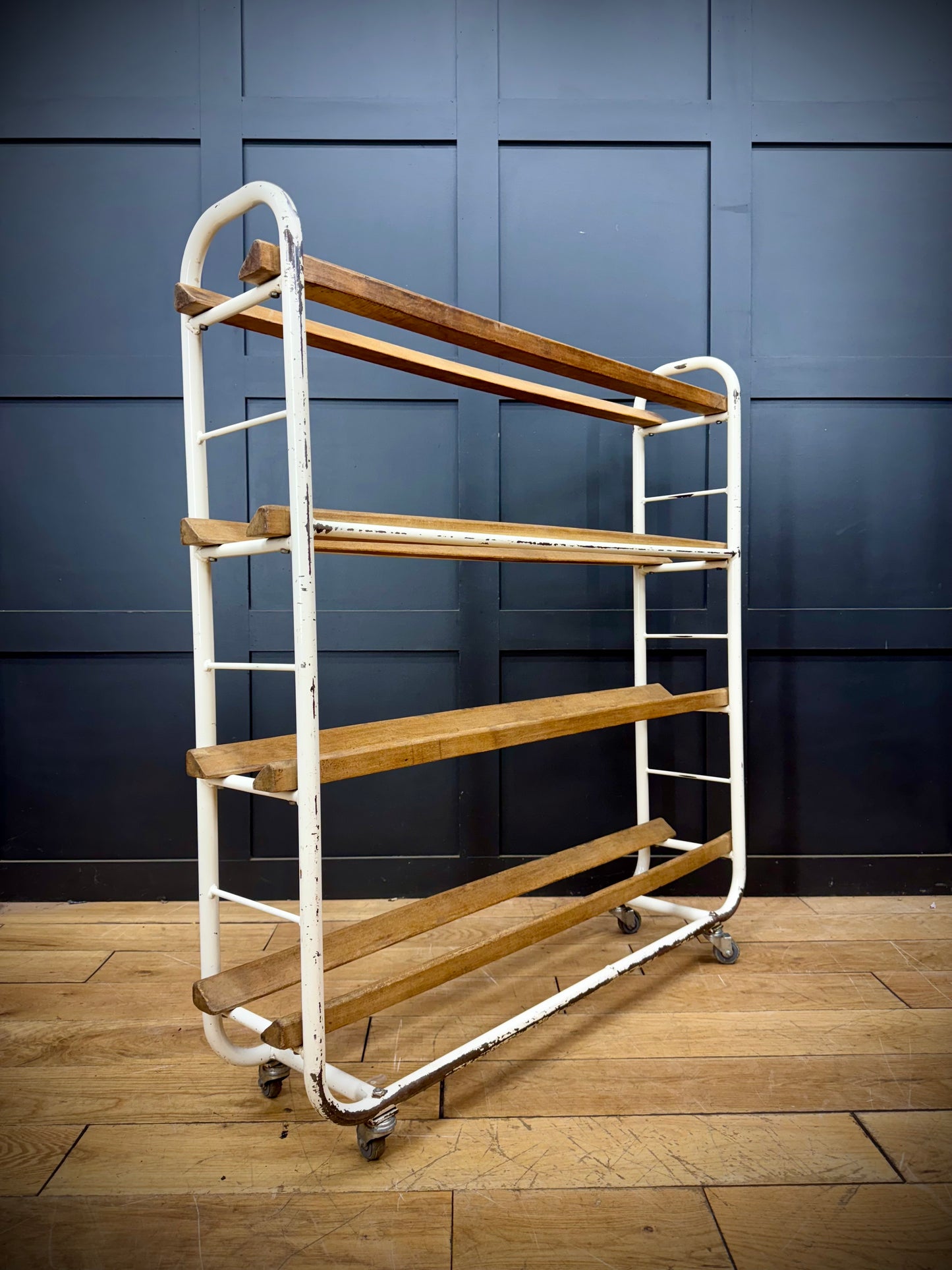 Vintage Industrial French Bakers Trolley Boulangerie Shoe Rack - Shop Display A