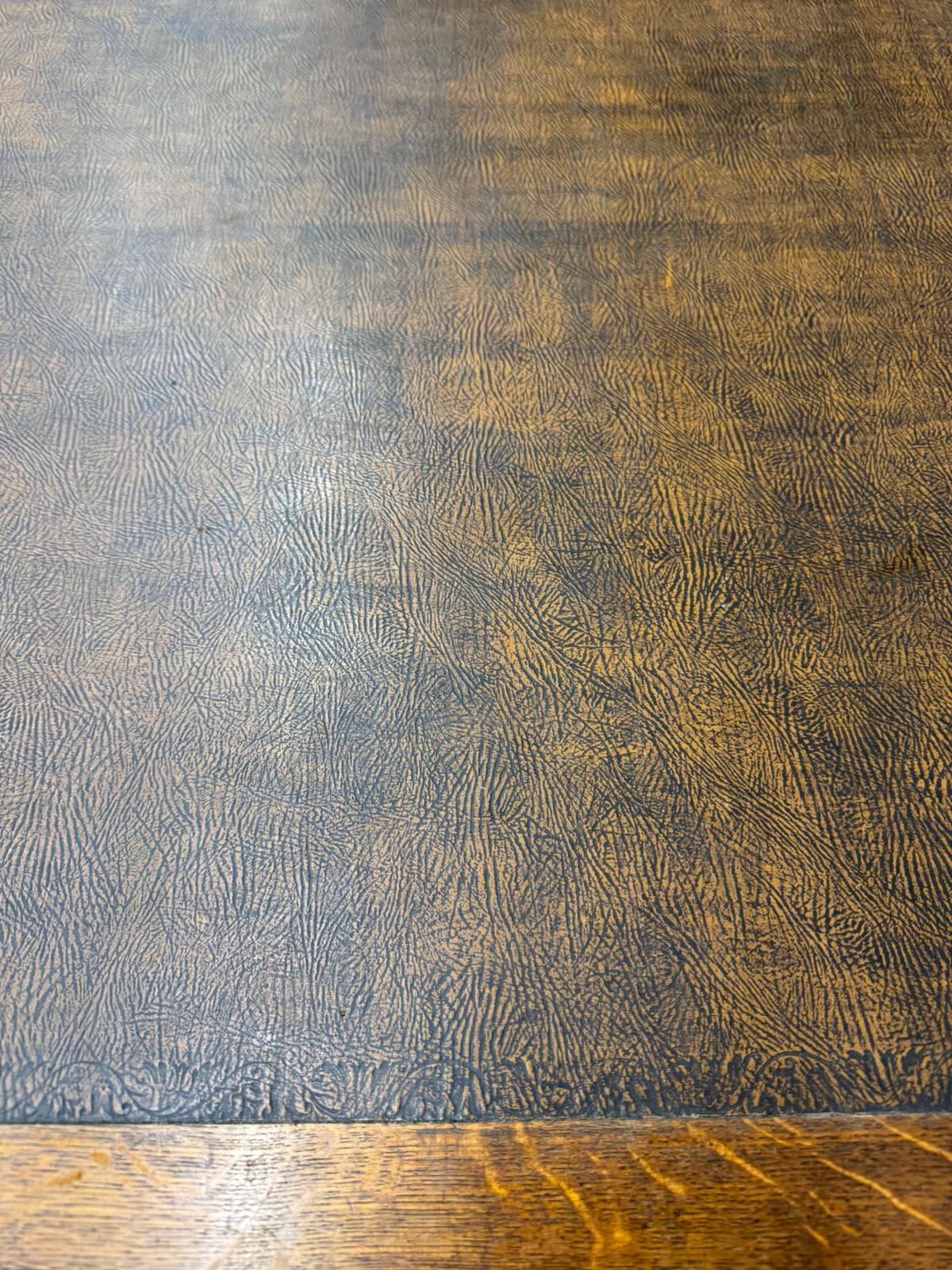 Antique Oak Leather Top Writing Desk /Console Table With Drawers