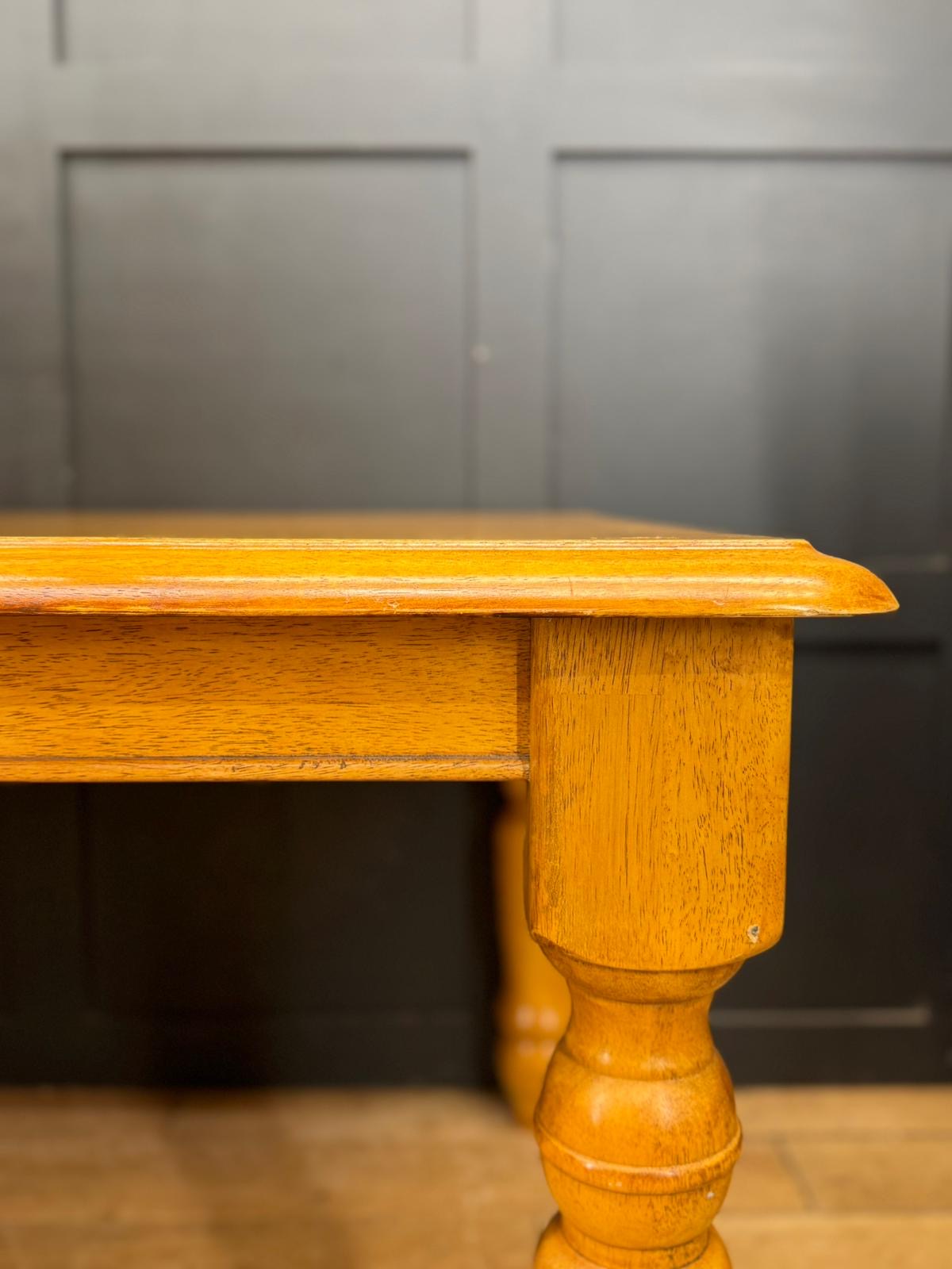 Large Beech Farmhouse Dining Table with Turned Legs – 6 to 10 Seater