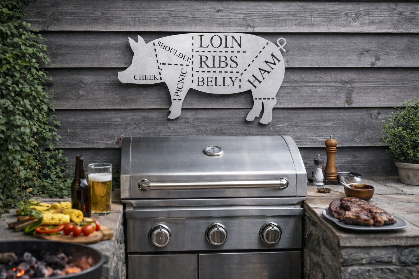 Small Butchers Cuts Pig Wall Decoration