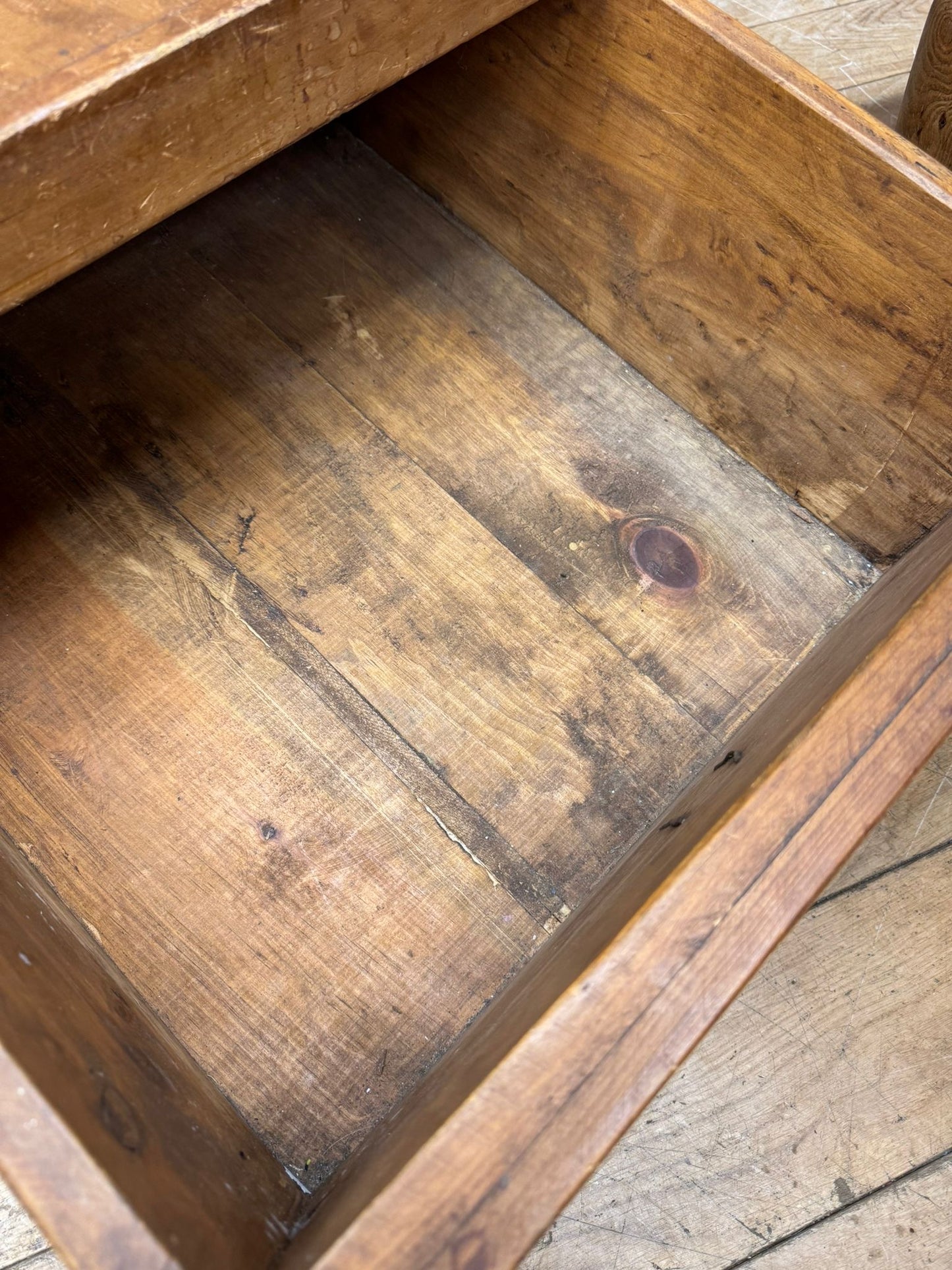 Vintage Pine Monks Bench / Rustic Settle Bench with Storage Drawers