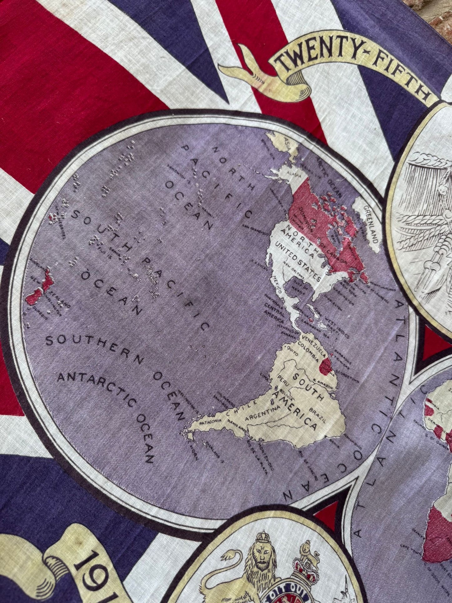 Rare 1935 British Empire Jubilee Flag King George V Map Colonies Collectible